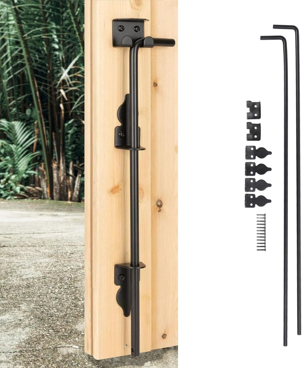 36In Cane Bolt Gate Drop Rod, 2 Set Alloy Steel Gate Ground Latches for Wooden Fences Metal Gates Door, Heavy Duty Gate Drop Pin, Gate Ground Stopper Hardware image number 3