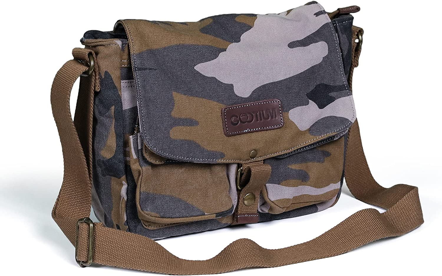 Gootium Canvas Messenger Bag - Vintage Crossbody Shoulder Bag Military Satchel