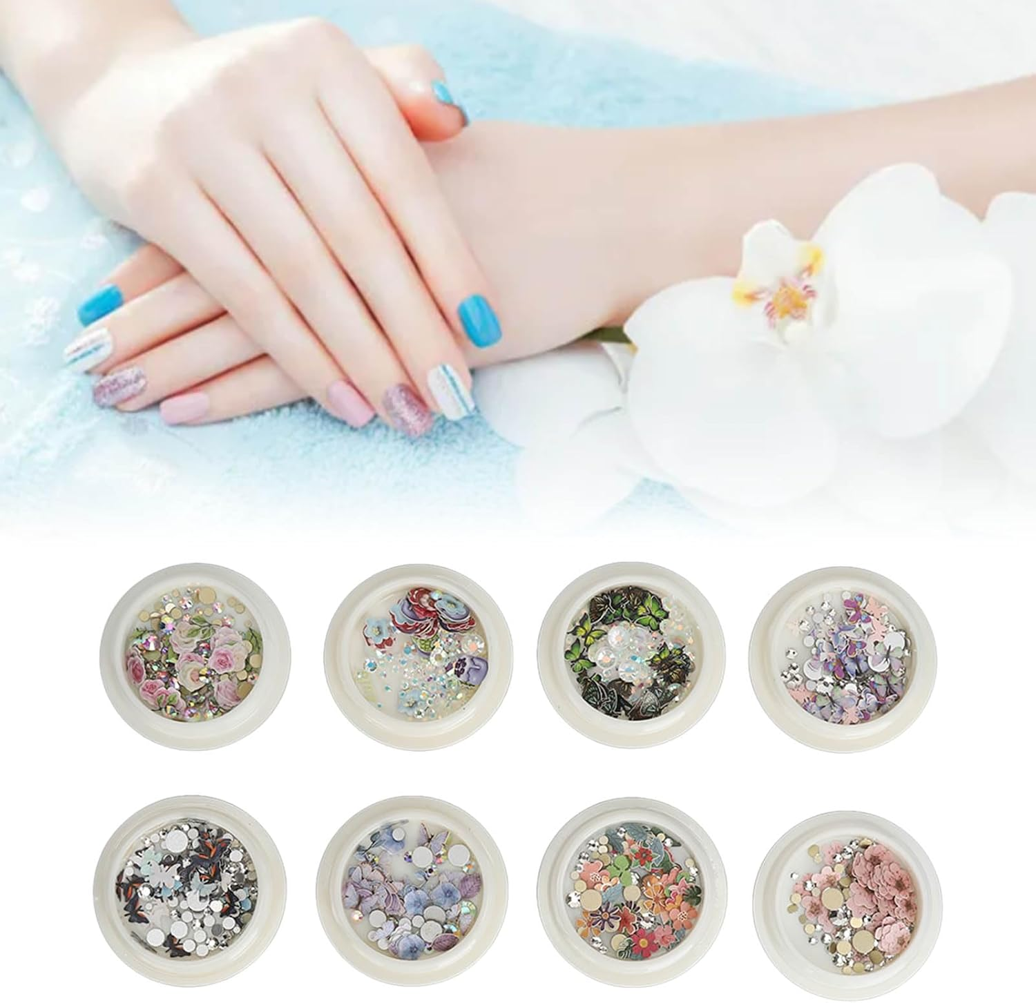 8Pcs Colorful Resin Nail Sequins Glitter Flakes DIY Design for Manicure Decorations image number 6