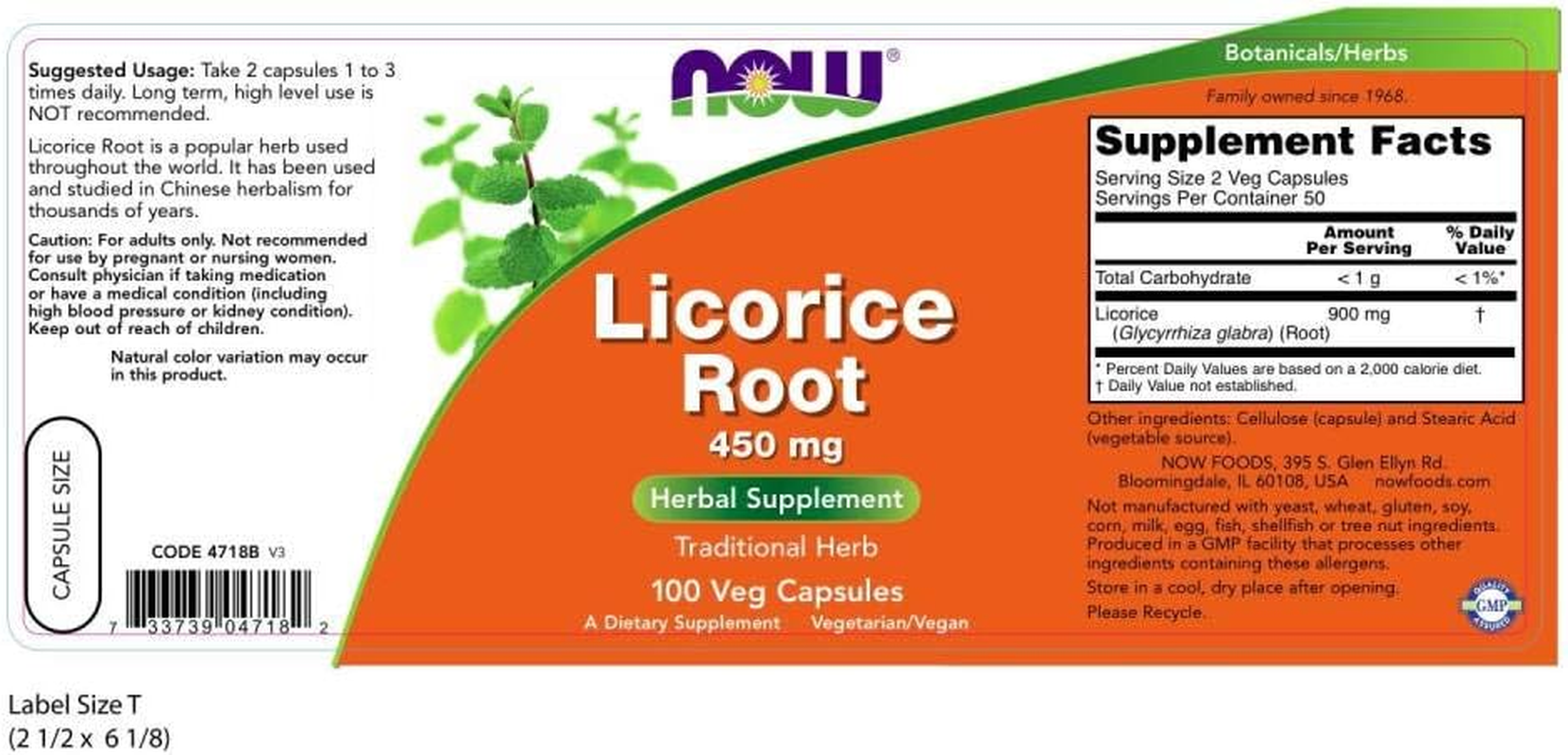 NOW Foods, LICORICE ROOT 450Mg 100 CAPS image number 3