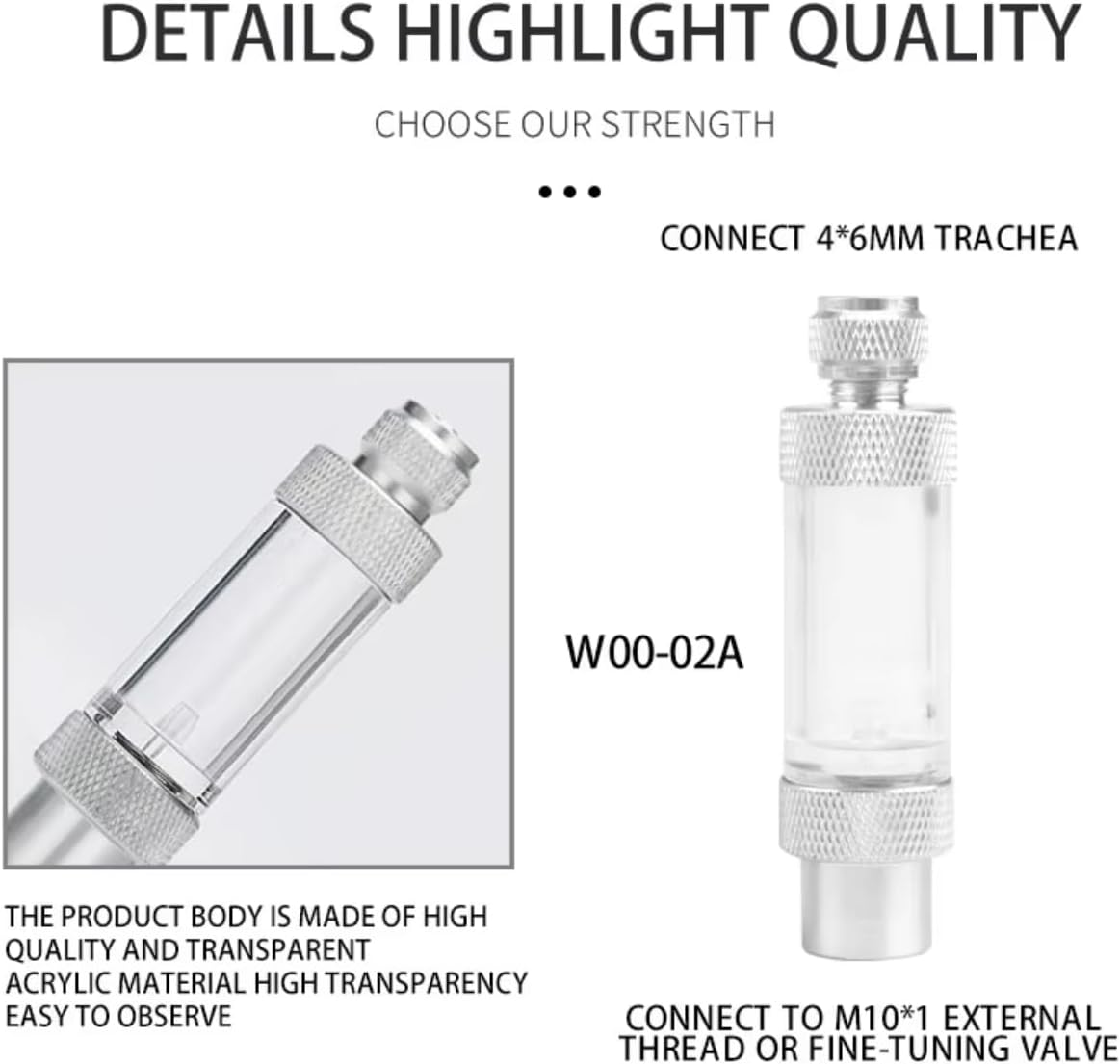 Aquarium CO2 Regulator Bubble Counter Carbon Dioxide Measure for Fish Tank Water Plants (Single Head Non-Return)