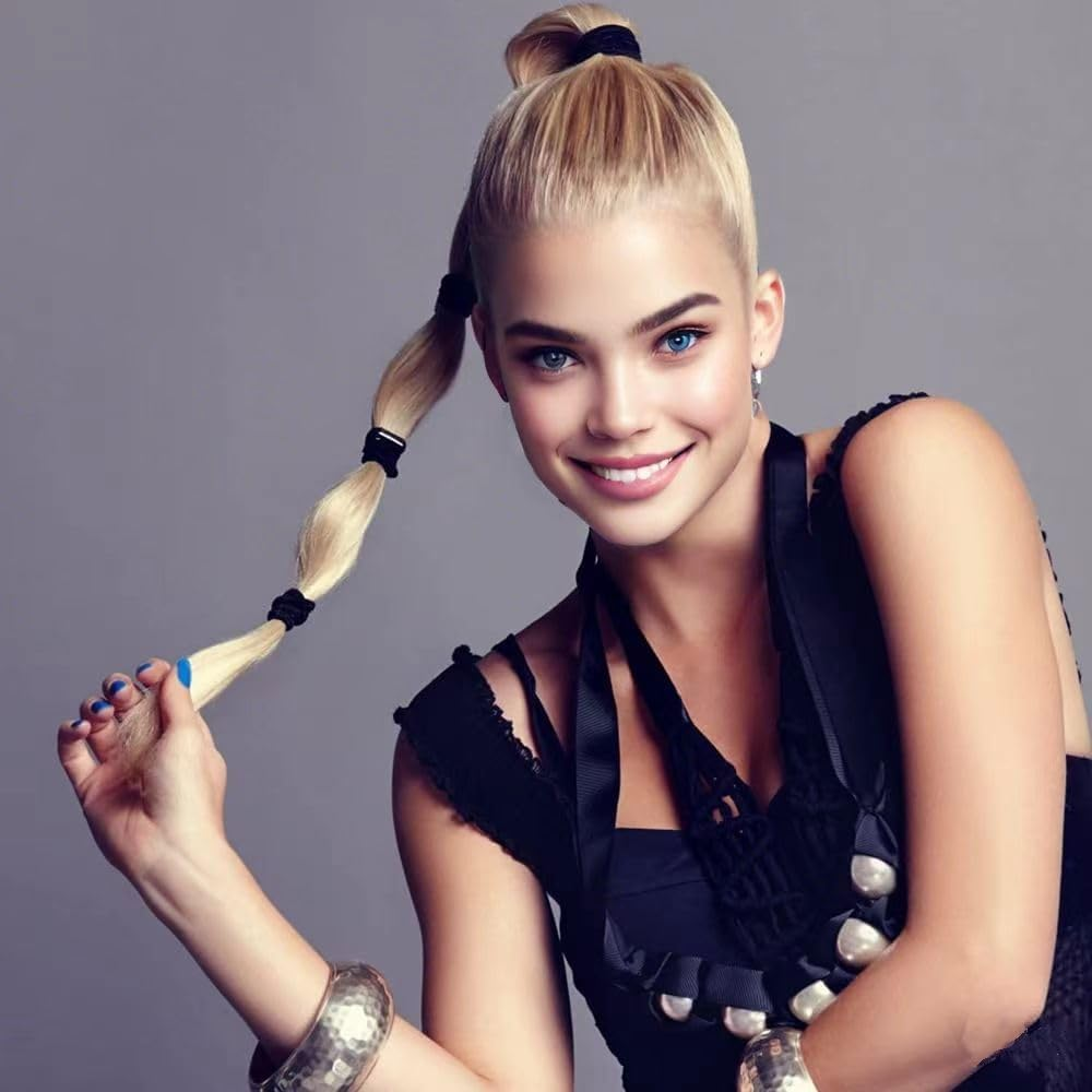 TOOGABBIE 150 Pcs Black Hair Elastic Ties,High Elasticity Hair Bands for Thick and Curly Hair No Metal Hair Ties Pack for Women Girls and Men(4Mm) image number 2