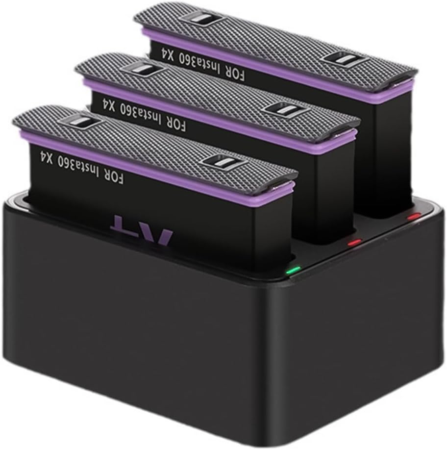 VOANZO Compatible with X4 Battery Sports Camera Full Decoding Large Capacity X4 Accessories Rapid Charging Dock for 3 Batteries Ideal for Travel Outdoor Use image number 1