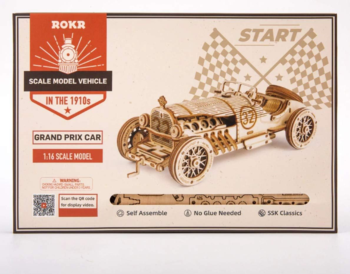 Robotime DIY Wooden Grand Prix Car 3D Puzzle Kit image number 3