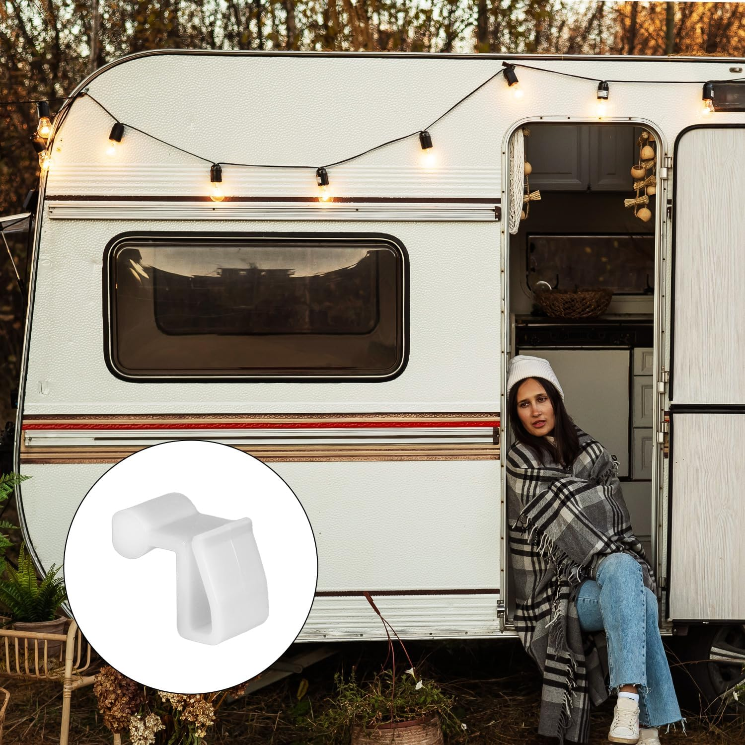 10Pcs RV Awning String Light Hooks, RV Hanging Light Hooks Light Holder String Light Clips Hanger for Caravan Keder Rail Outdoor Camper Car Accessories (White) image number 2
