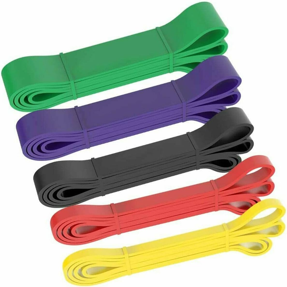 JHD Set of 5 Heavy Duty Resistance Band Loop Power Gym Fitness Exercise Yoga Workout Natural Latex Band for Workout, Yoga, Weightlifting, Physical Therapy, Rehab, Improve Mobility and Strength Palette image number 6