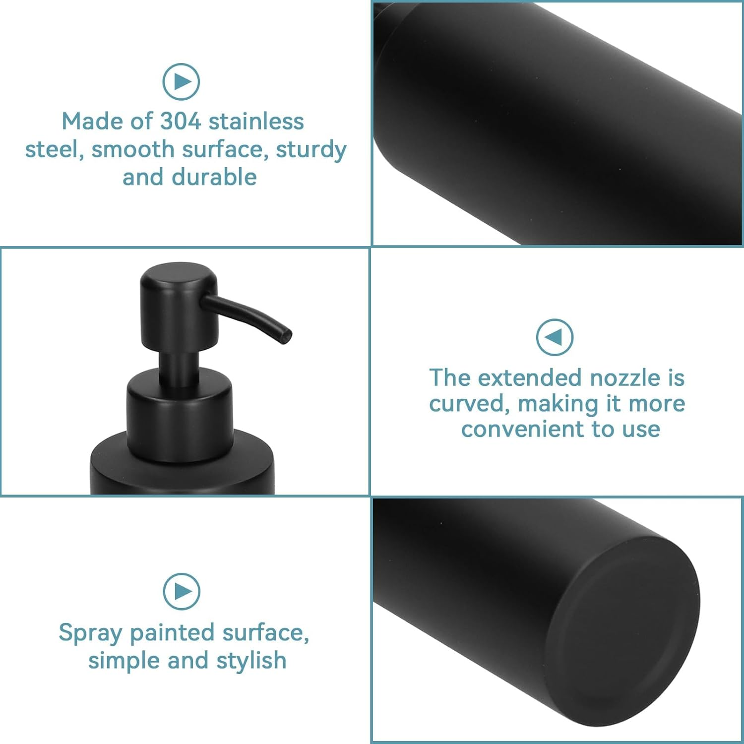 Gsycle Soap Dispenser, 350Ml Matte Black Stainless Steel Soap Dispenser Slim Soap Dispenser Liquid Hand Soap Dispenser for Bathroom Sink Countertop