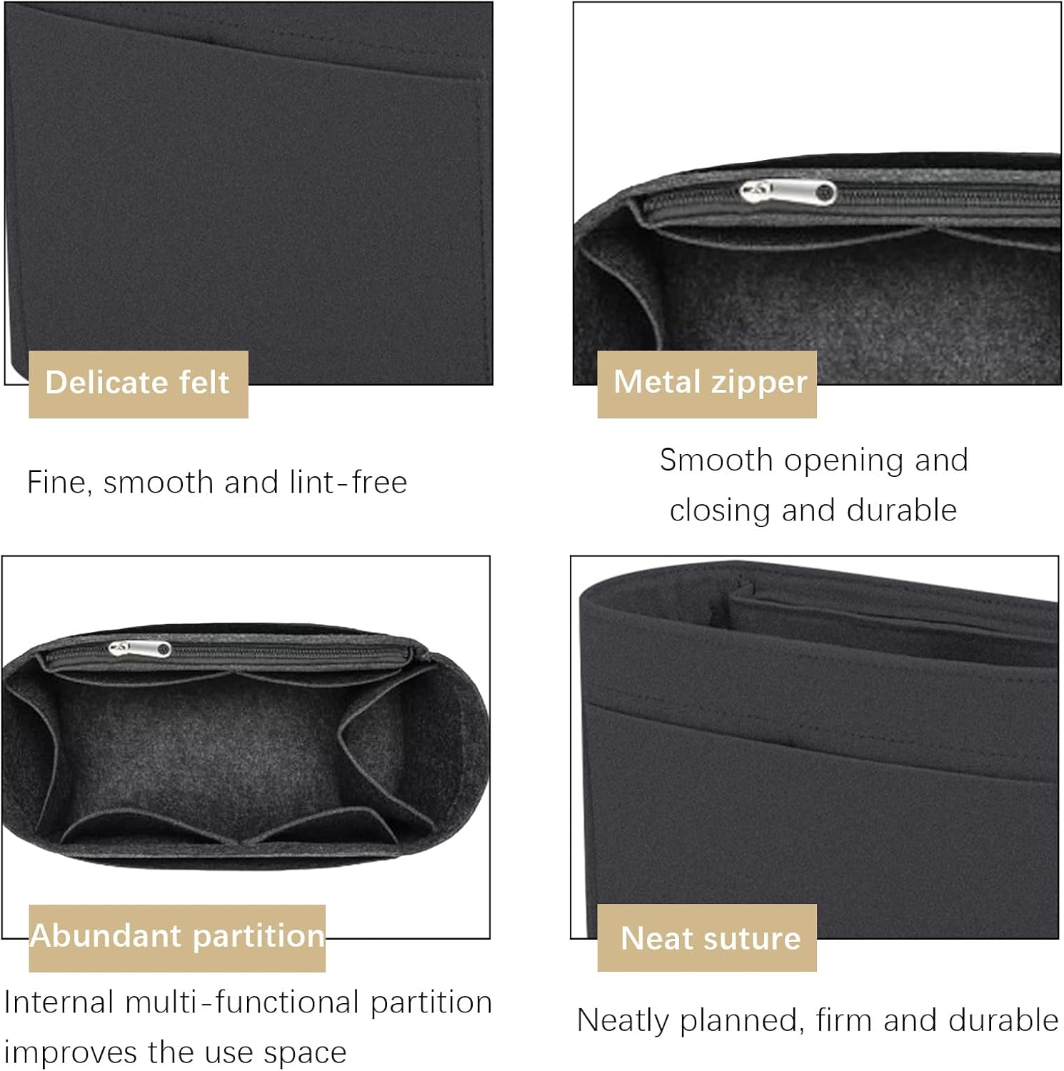Lckaey Bag Organizer for Le Pliage Backpack - Felt Knapsack Purse Insert - Y083-Black/Grey - Blue image number 7