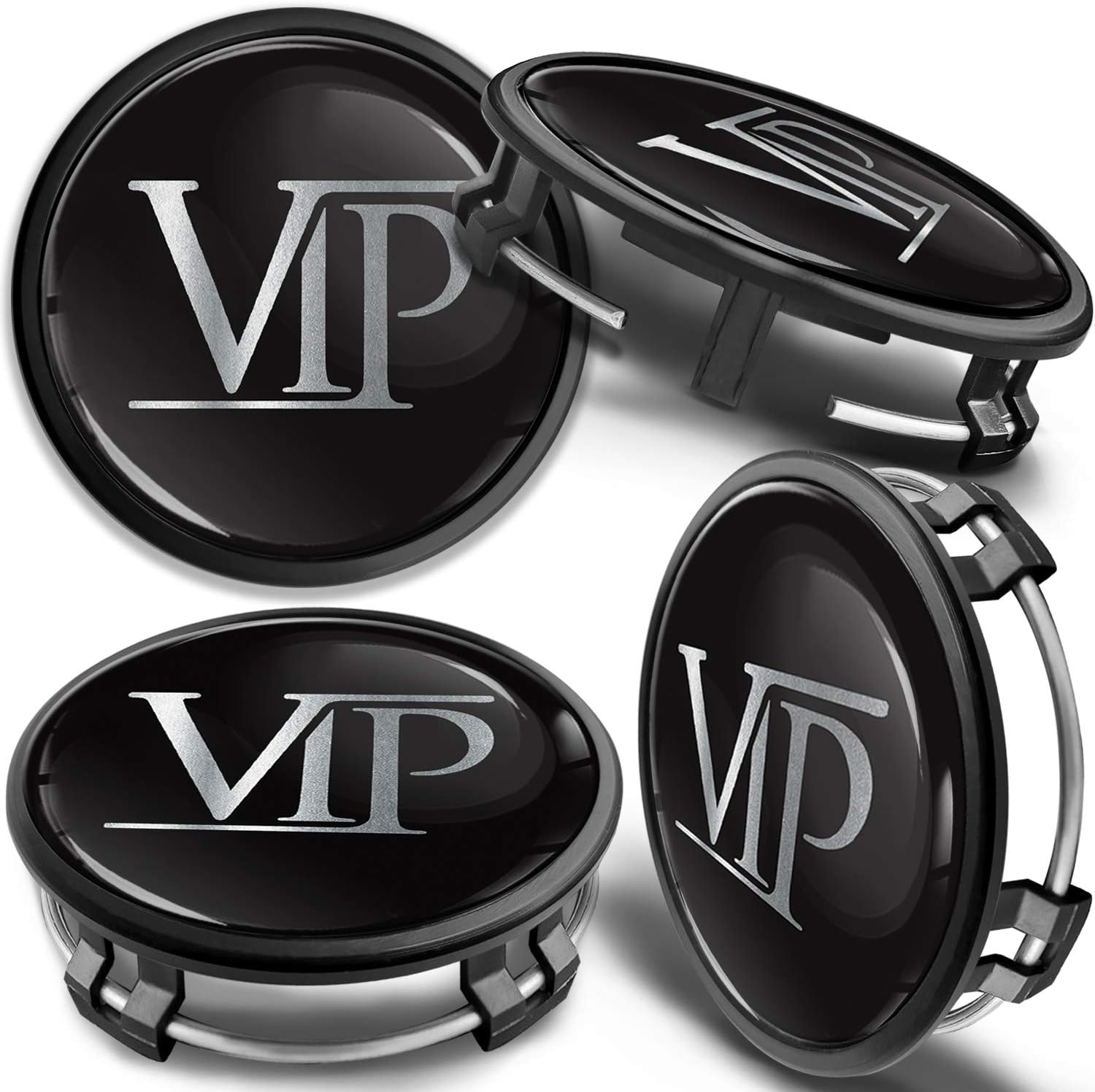 4 X 75Mm Wheel Centre Alloy Hub Center Caps Compatible with B66470207 / B66470200 Hubcaps Car Tuning Black Silver VIP Gloss Cm 19 image number 3