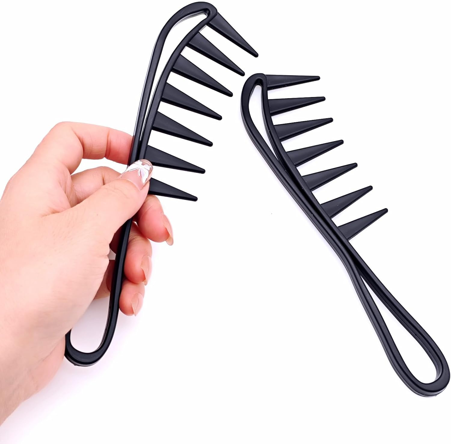 JZK 2 X Extra Wide Tooth Combs for Wavy/Curly Hair, Texture Pompadour Slickback Detangling Comb for Men and Women, Shark Tooth Hair Comb for Curls image number 1