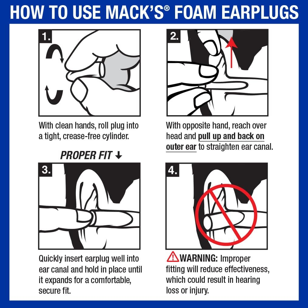 Mack'S Ultra Soft Foam Earplugs, 100 Pair Bag - 33Db Highest NRR, Comfortable Ear Plugs for Sleeping, Snoring, Travel, Concerts, Studying and Loud Noise