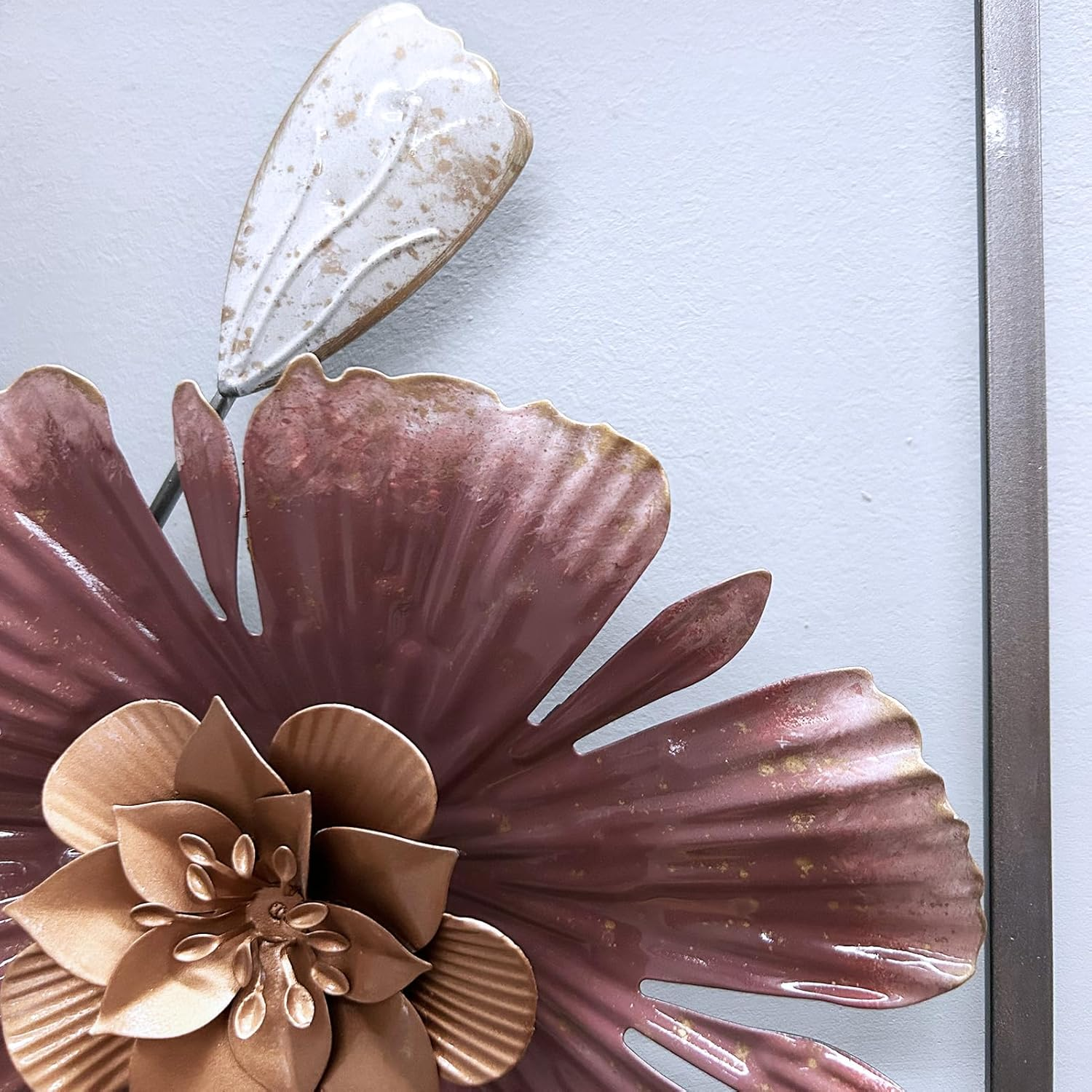 Metal Wall Art,Spring Flowers,50Cm Hanging Framed Wall Arts,3D Flowers Home Garden Decor,Sculpture for Indoor Outdoor, Xmas Gift,Thickness 5Cm image number 4