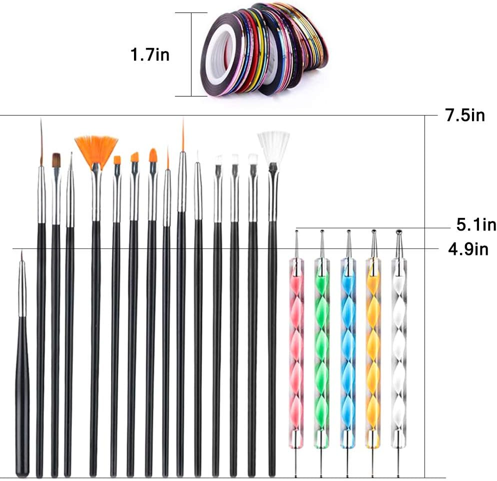 Nail Art Design Tool Set,Sonku 50 Pcs Nail Design Tools with Nail Art Brushes,Nail Dotting Tool,Nail Striping Tapes image number 4