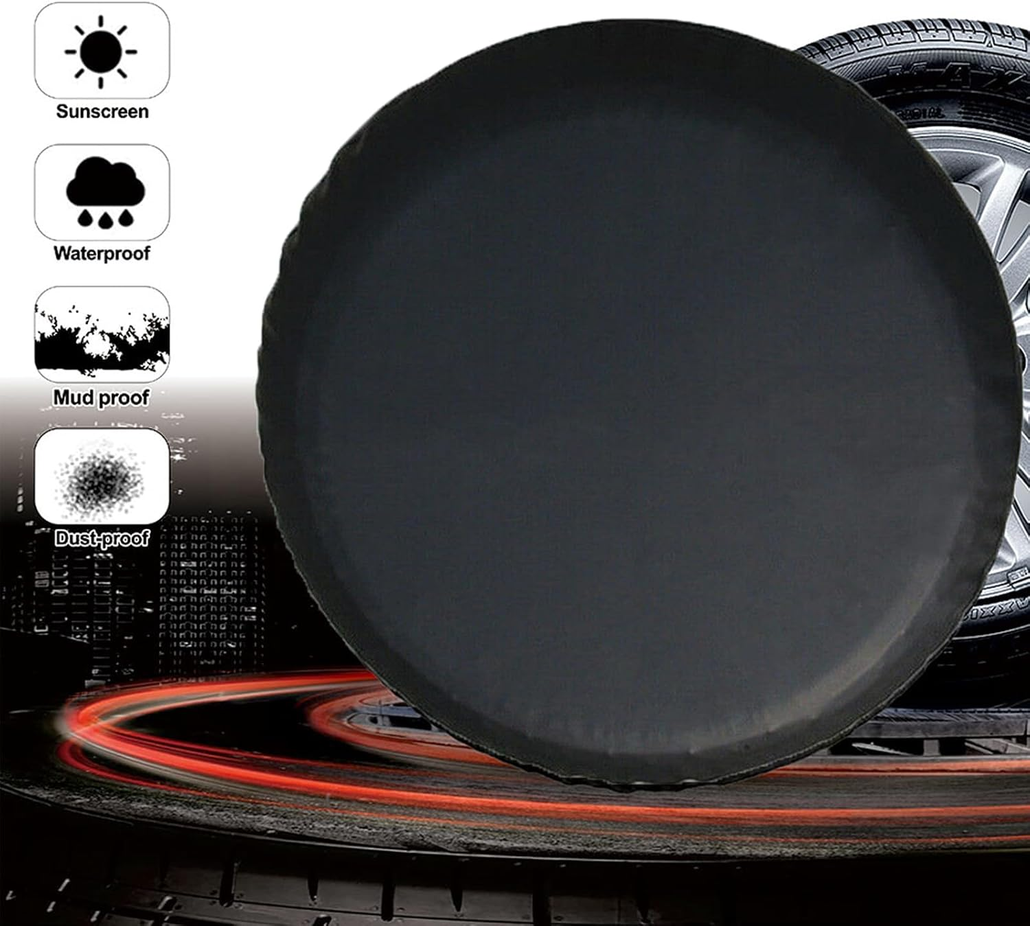 Avutrel Tyre Bags Universal Wheel Cover Rim Protector Is Made of PVC Soft Leather Waterproof Dustproof Tyre Storage Caravan for Cars Such as Jeep and SUV 14 Inches