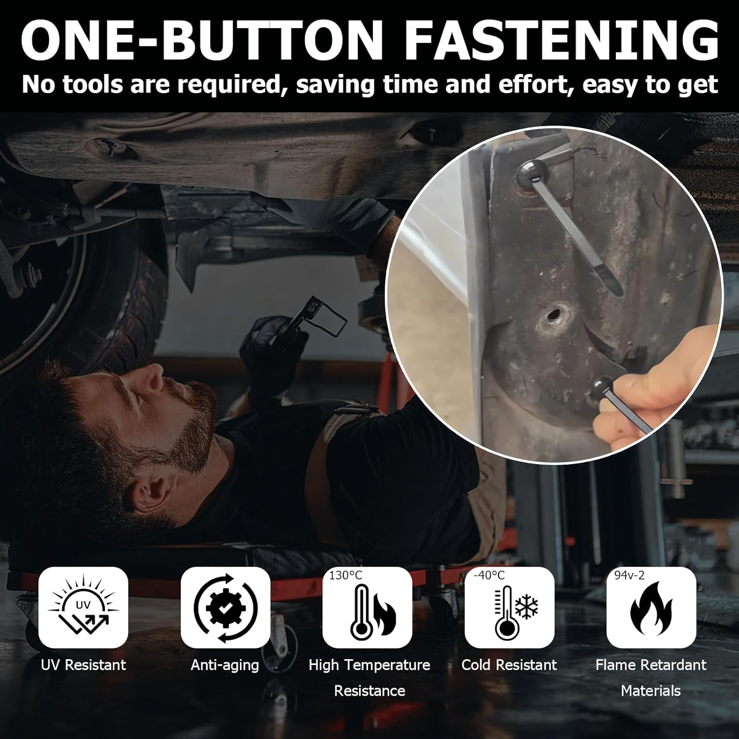 Nylon Universal Cable Tie Buckle, 50 Pcs Universal Heavy-Duty Self-Locking Uv-Resistant Wire Nylon Zip Tie Holders, Multipurpose Plastic Cable Ties Tool for Car, Garage & Home Use (50 Pcs） image number 5