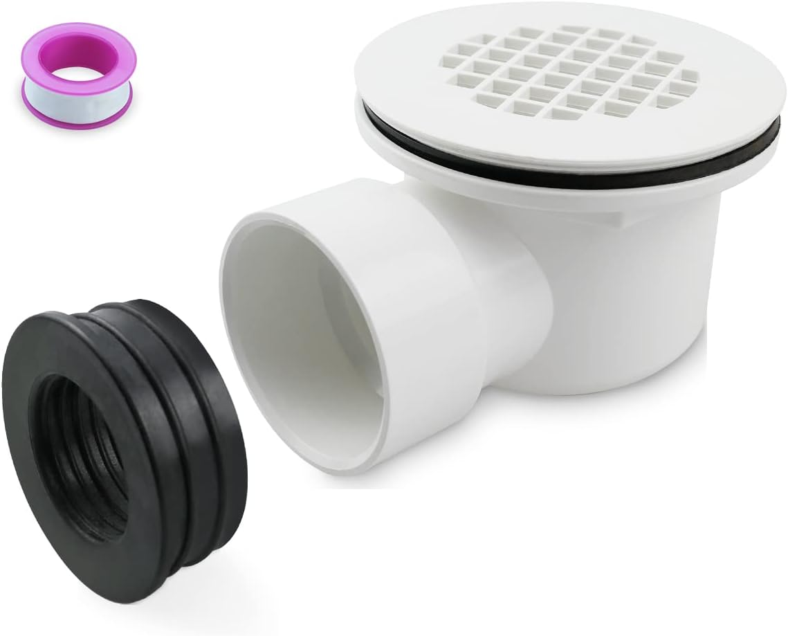 Low Profile Shower Base Drain,1.5" Side Outlet Drain Assembly with Perforated Strainer, PVC Outlet Shower Drain for Replacement Shower Base Drain image number 6