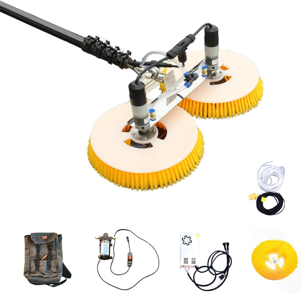 VIGORES Solar Panel Cleaning Brush, Solar PV Cleaning Rotary Brush, Electric Rotary Brush with Extension Rod for Windows, Glass and Solar Panels 7M 220V (7M) image number 2