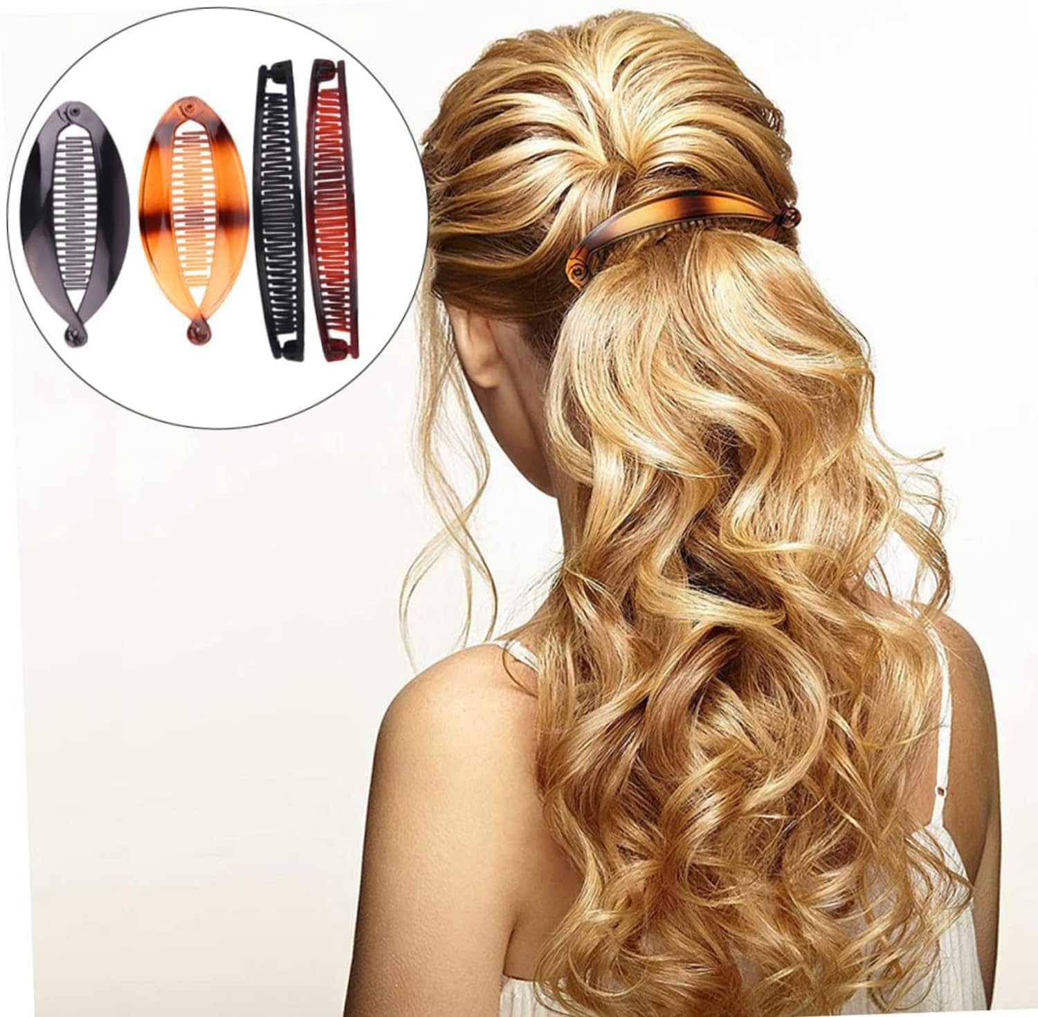 Pack of 4 Banana Clip Hair, Banana Clip Thick Hair, Retro Female Hair Accessory Hair Comb, Banana Hair Clip, Hair Clips, Vintage Fish Tail, Hair Clip Women image number 4