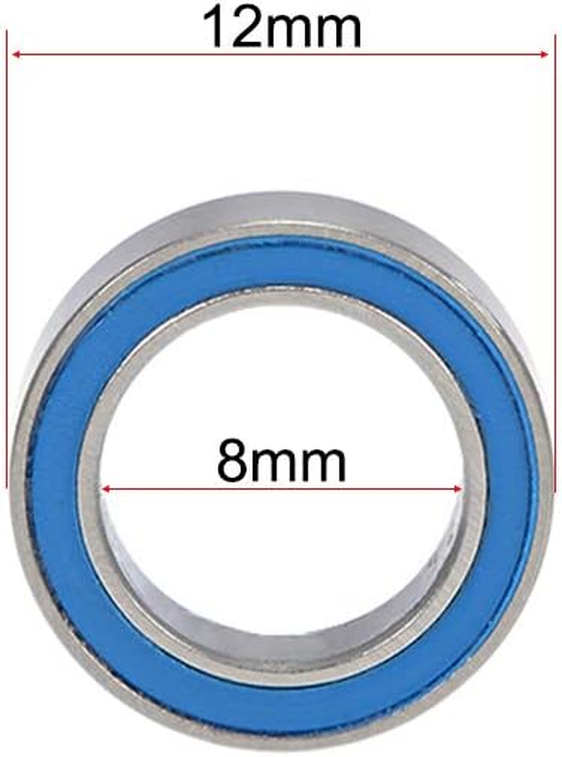 Uxcell MR128-2RS Deep Groove Ball Bearings 8Mm Inner Dia 12Mm OD 3.5Mm Bore Double Sealed Chrome Steel Blue Seal Z2 10Pcs image number 4