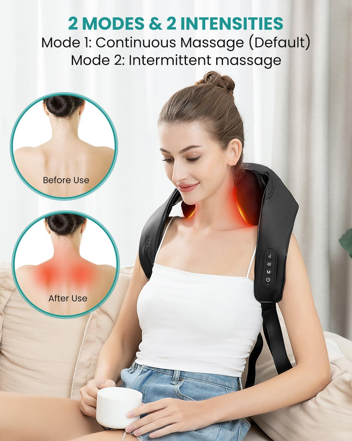 Shiatsu Neck Massager with Soothing Heat, Nekteck Cordless 6D Shiatsu Neck and Back Massager for Shoulder, Leg, Body Muscle, Home, Office, and Car Use image number 1