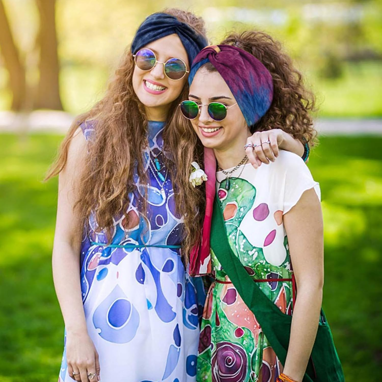 BSITSSS 4 X Women'S Hair Bands, Soft Elastic Hair Bands, Wide, Boho Headband, Multicoloured Non-Slip Headbands for Yoga, Workout, Running, Sports image number 5