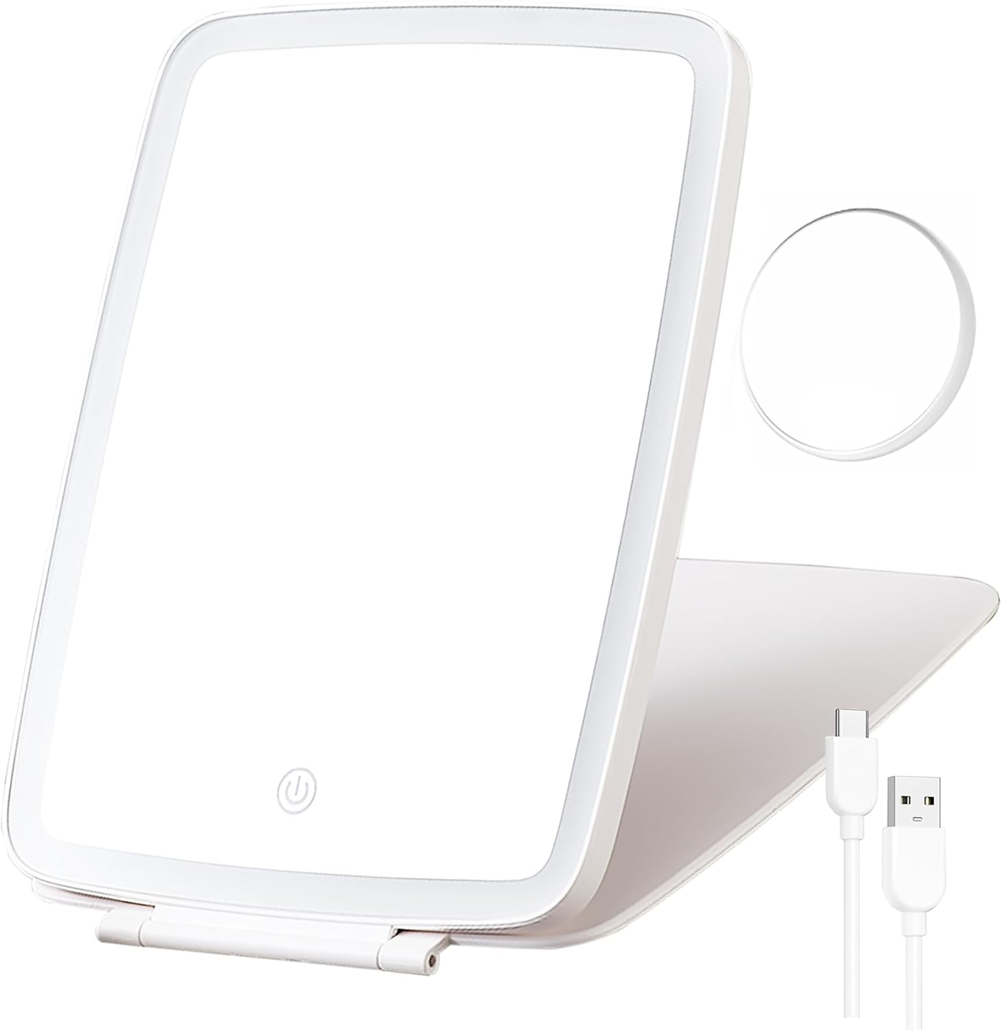 Vrhere Mirrim Rechargeable Travel Makeup Mirror with 10X Magnifying Mirror, Big Size 10 * 7.5 Inch, Portable Lighted Beauty Mirror with 3 Color Lights, Vanity Mirror with 72 LED Lights, Touch Dimming image number 4