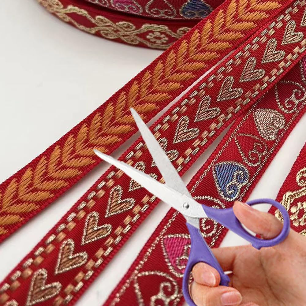 1.5CM*45M Woven Ribbon Trim Ribbon Fabric Ribbon Fabric Border Geometric 4Styles, National Wind Style, Durable and Easy to Stitch - Jbax image number 7