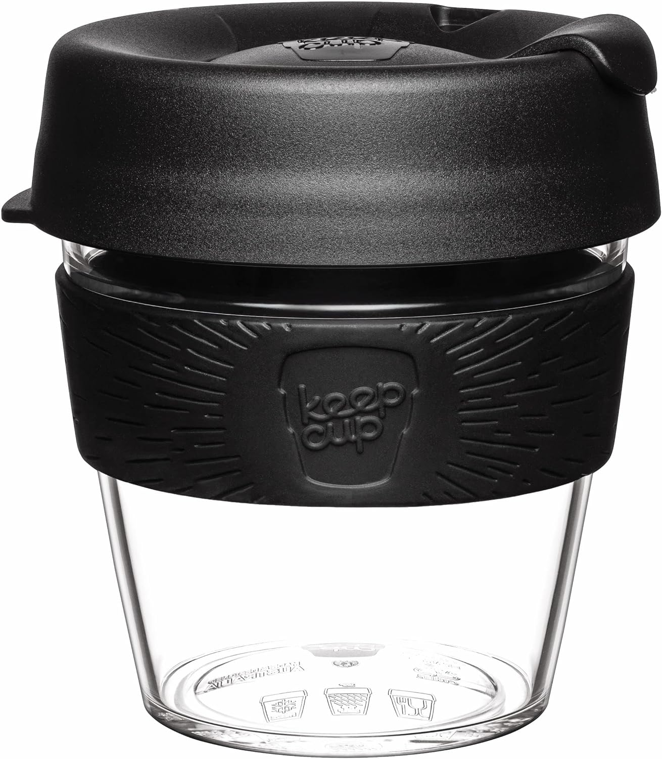Keepcup Original, Lightweight Plastic Reusable Coffee Cup with Splashproof Sipper Lid - 16Oz/454Ml - Black