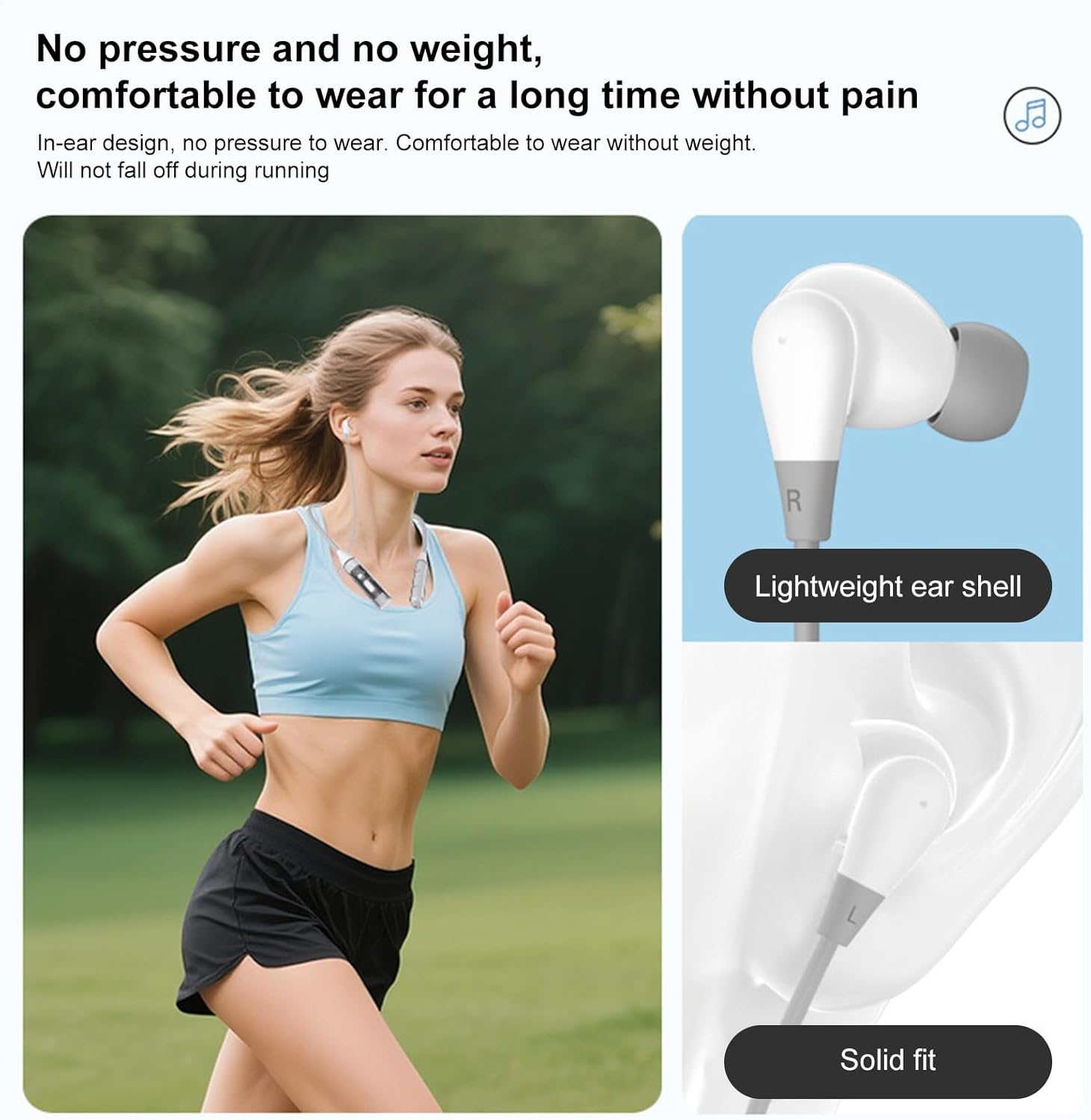Neckband Earphones, Neckband Headphones | Lightweight Neckband Headphones | Ergonomic Transparent Headset with Double Magnetic Earphones for Women Men Outdoor Gym image number 6