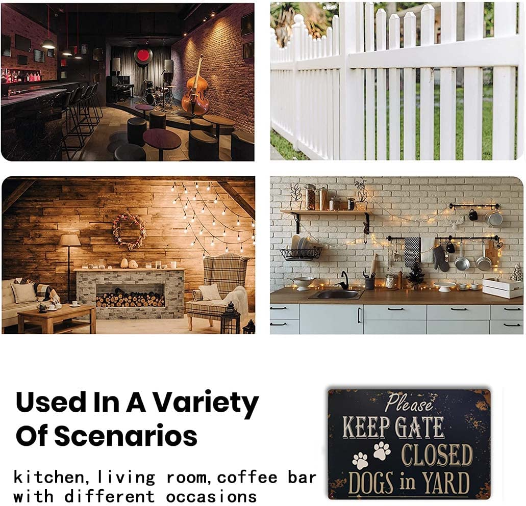 Nede Please Keep Gate Closed Dogs in Yard Reto Vintage Metal Tin Signs (13) for Lawn Garden Yard Signs 8X12Inchs image number 2