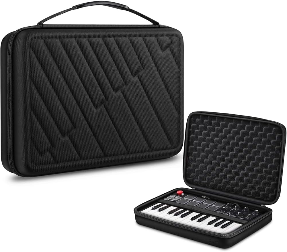 FINPAC Semi-Hard Carrying Case for AKAI Professional MPK Mini MKII & MK3 & MPK Mini Play | Alesis V Mini 25 Key USB MIDI Keyboard Controller Case with Cable Slot for Business, Travel (Black) image number 4