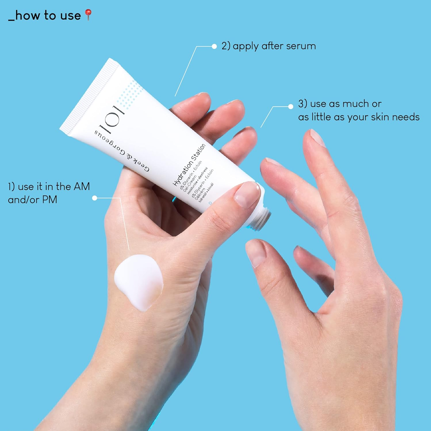 Geek & Gorgeous Hydration Station - Light, Refreshing Gel Cream - Care Cream with Glycerine and Ectoin - for Normal, Oily and Combination Skin - 50 Ml