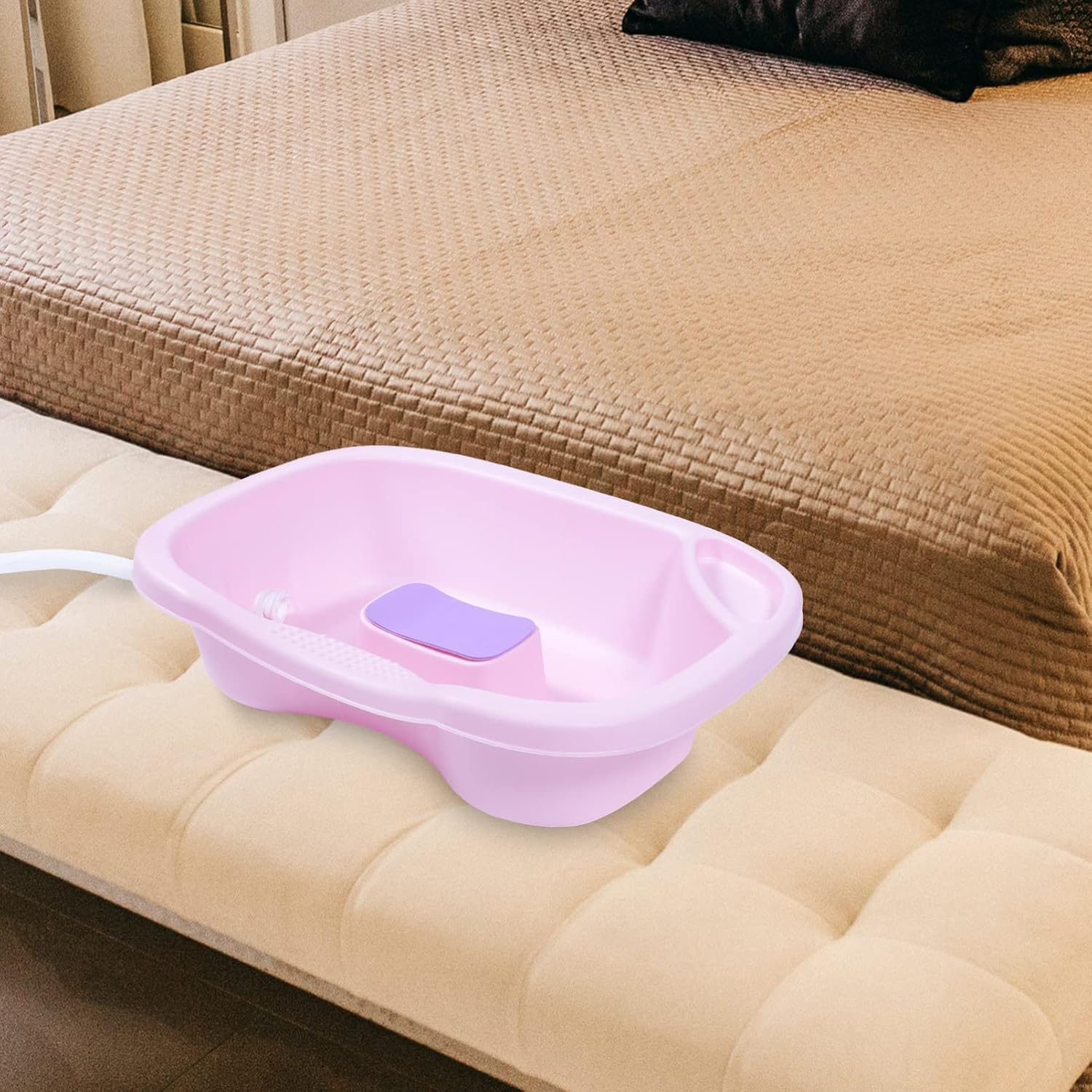 DECHOUS Portable Hair Washing Basin Bedside Shampoo Bowl for Adults for Elderly Pregnant Women Comfortable Hair Care Drain Design Lightweight for Home Use image number 6