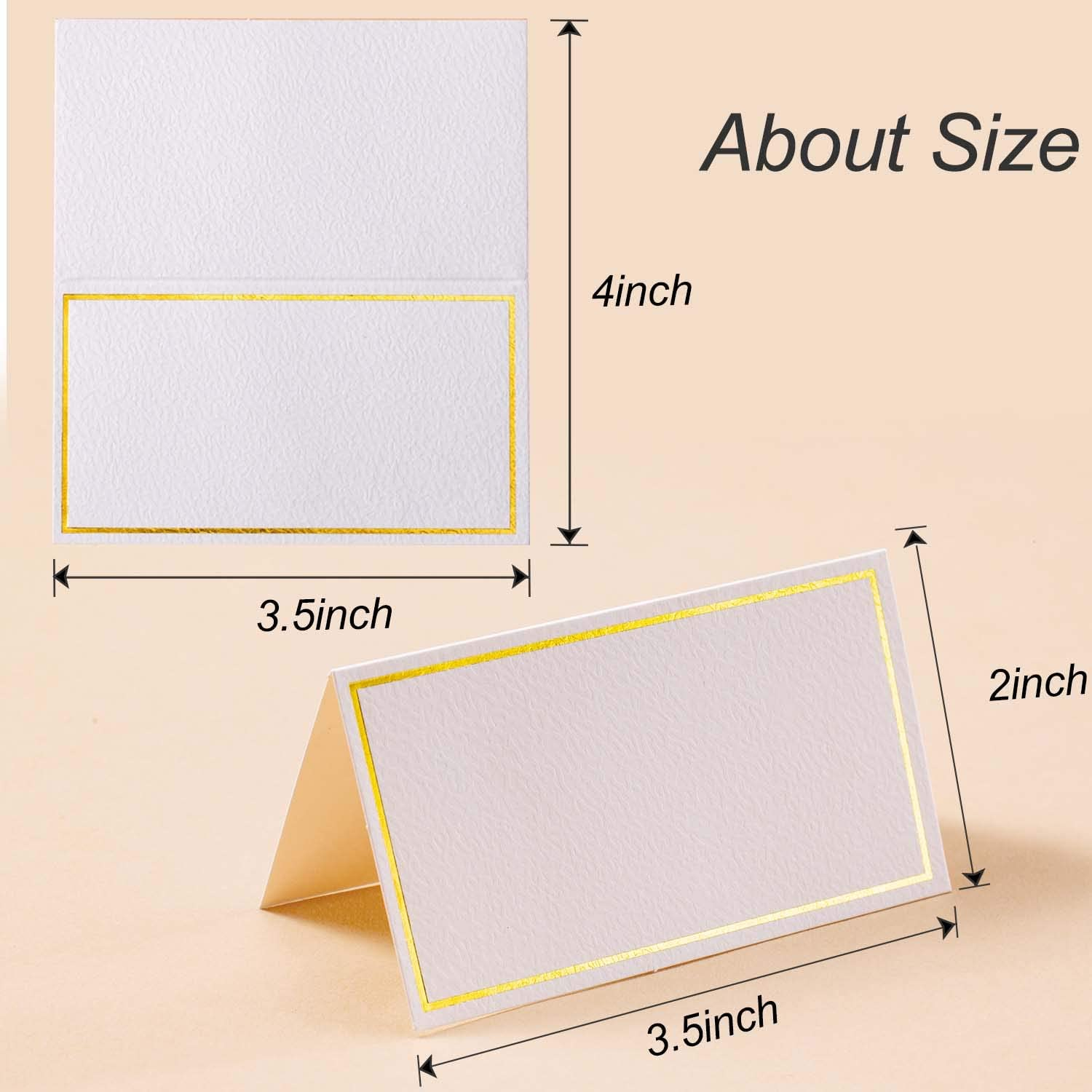 100Pcs Premium Place Cards with Gold Foil Border, Escort & Name Cards for Wedding, Table & Dinner Parties, Seating Cards, 2" X 3.5" - 120 Pcs White Place Cards image number 3