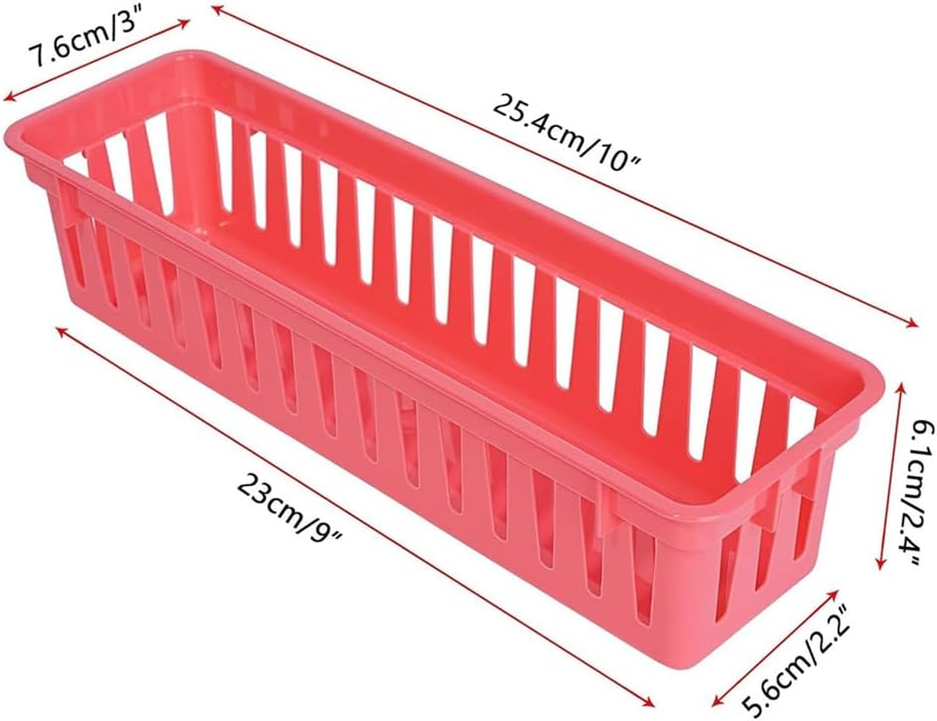 Veumoie 12 Pack Pencil Organizer Basket Trays, Rainbow Colors Desk Storage for Kids, Classroom Supply Holders for School