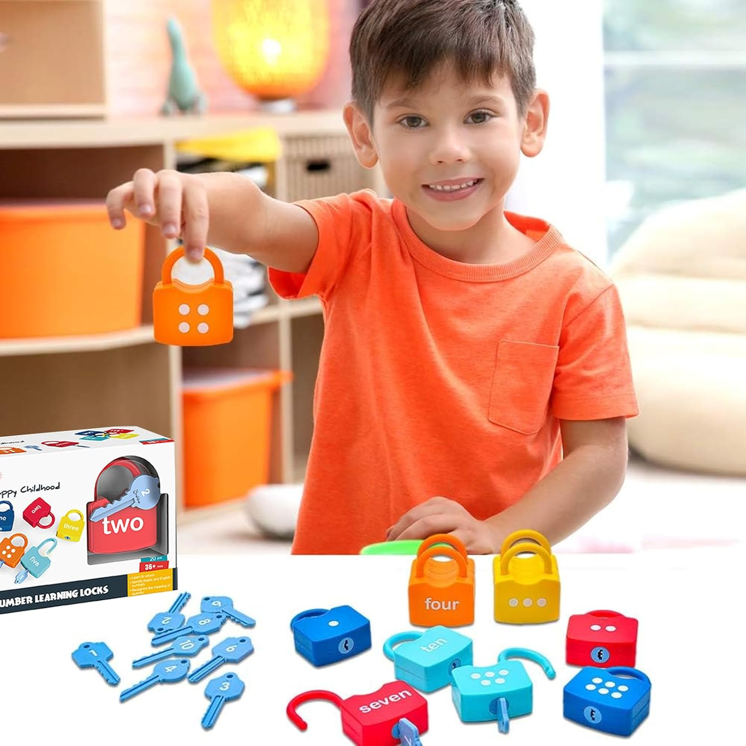 20PCS Kids Learning Locks with Keys Numbers Matching & Counting Montessori Educational Toys for Ages 3 Yrs+ Boys and Girls Preschool Games Gifts