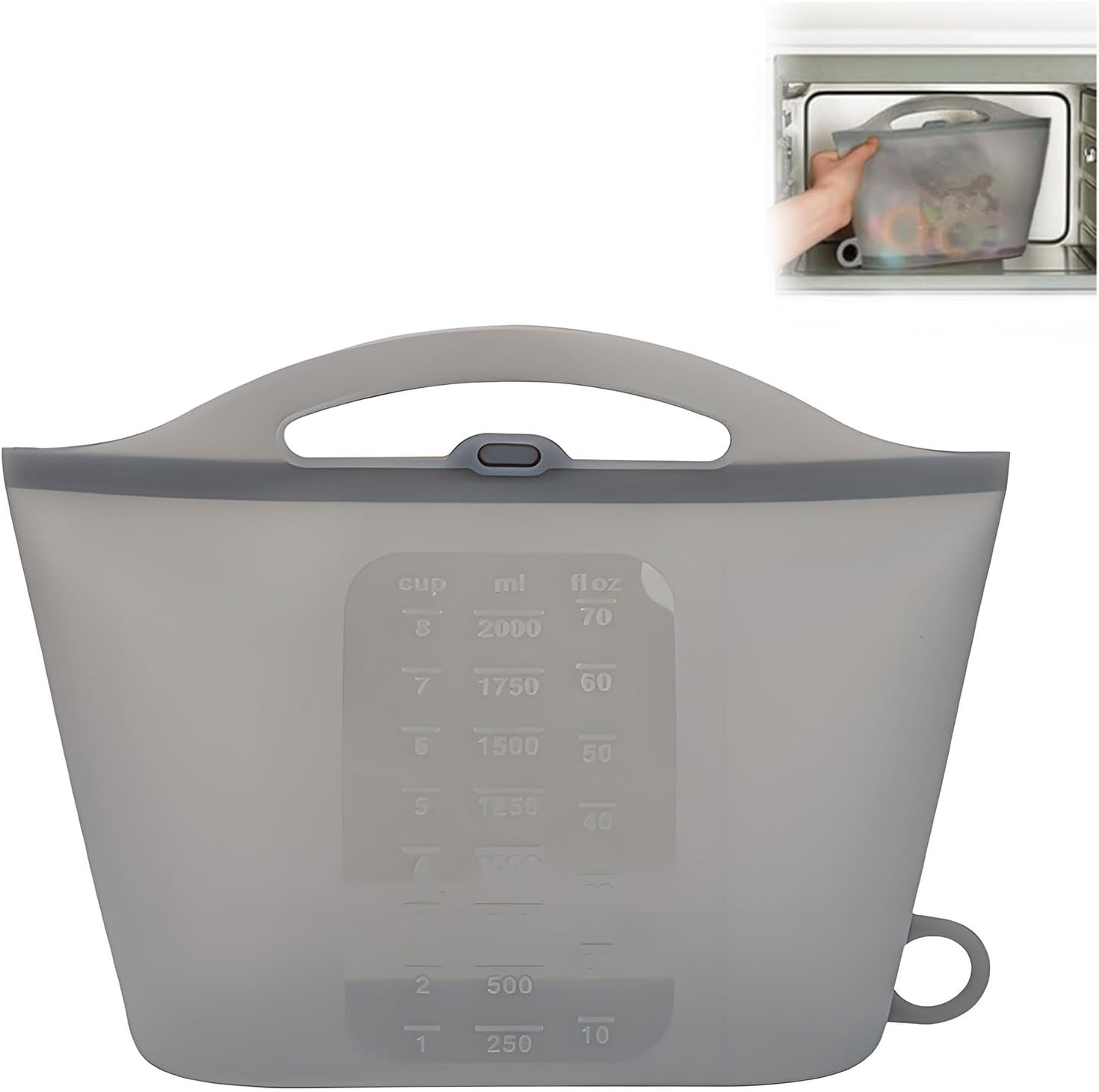 Silicone Microwave Steam Sterilizer Bags - Reusable 2000Ml Silicone Steam Bags for Baby Bottles, Breast Pump Parts, Pacifiers and Teethers - Great for Home and Travel - Grey image number 1