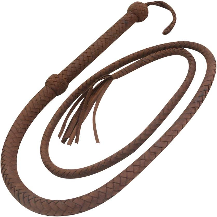 Indiana Jones Equestrian Whip Bull Whip 4 Ft Long and 12 Plaits Leather Phobia Brown Cowhide Leather