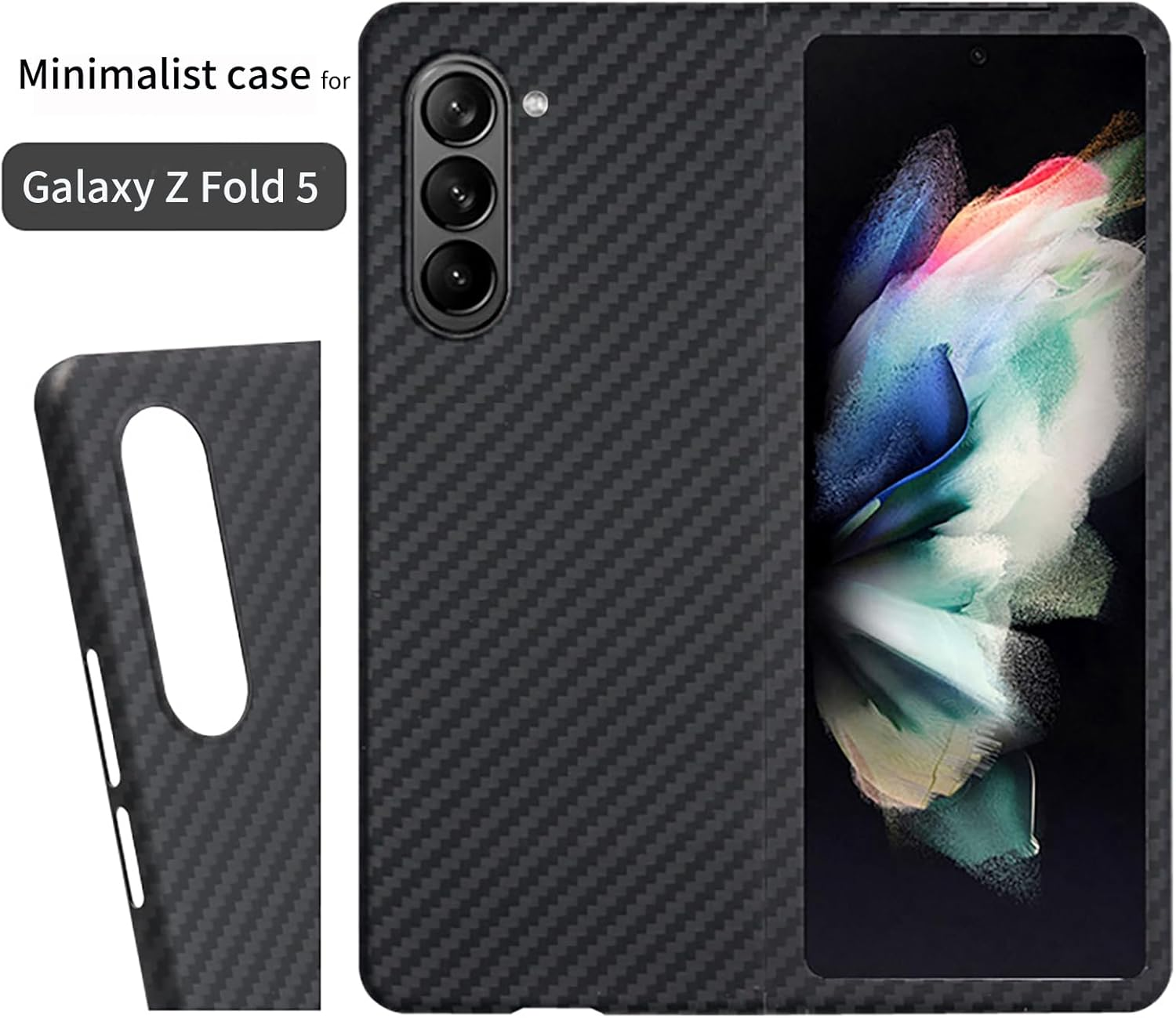 Sisyphy Aramid Fiber Case for Samsung Galaxy Z Fold 5 5G with Carbon Fiber Texture, Super Slim Protective Cover Skin, Soft Touch Sturdy Durable Case, Snap-On Back Cover Wireless Charging Friendly image number 5