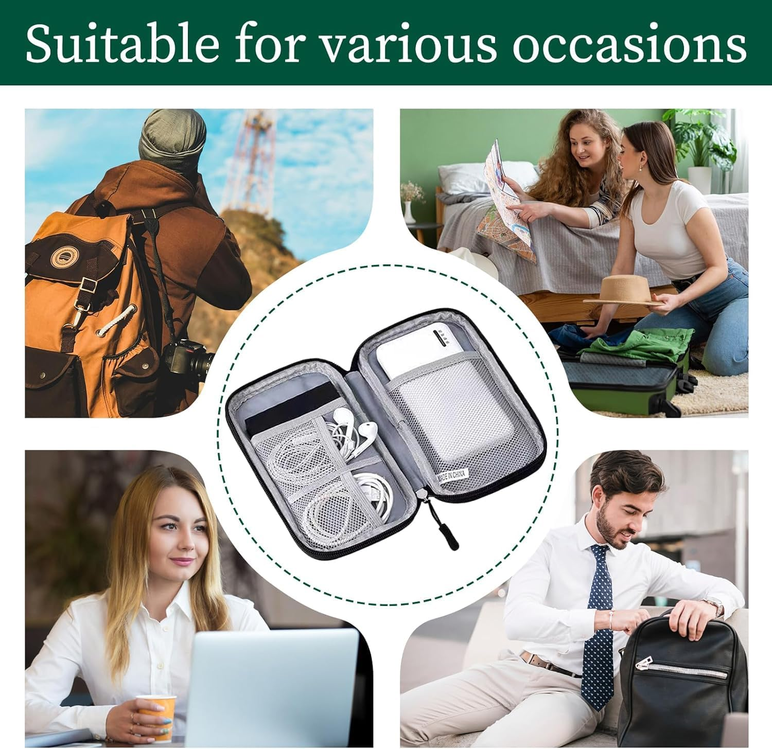 Tech Pouch & Electronics Travel Organiser, Compact Electronics Storage Bag for Phone Power Bank Cables and SD Cards, Travel Essentials and Cable Organiser - 1 Piece, Black Small image number 1