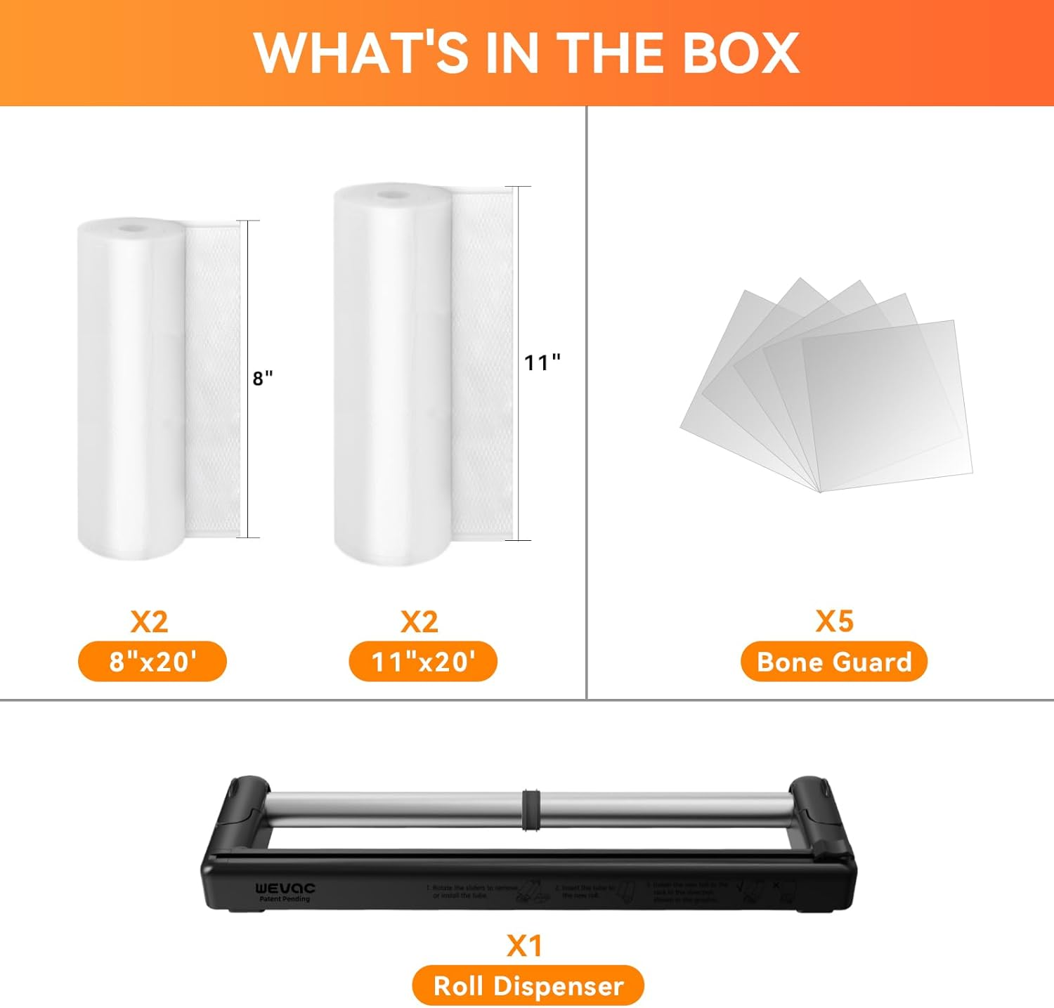 4 Pcak 20Cmx6M 28Cmx6M Vacuum Sealer Bags Food with Cutter, Wevac Vacuum Seal Bags BPA Free, Commercial Grade Compatible with All Vac Machines, Food Saver, Sous Vide and Great for Storage image number 5