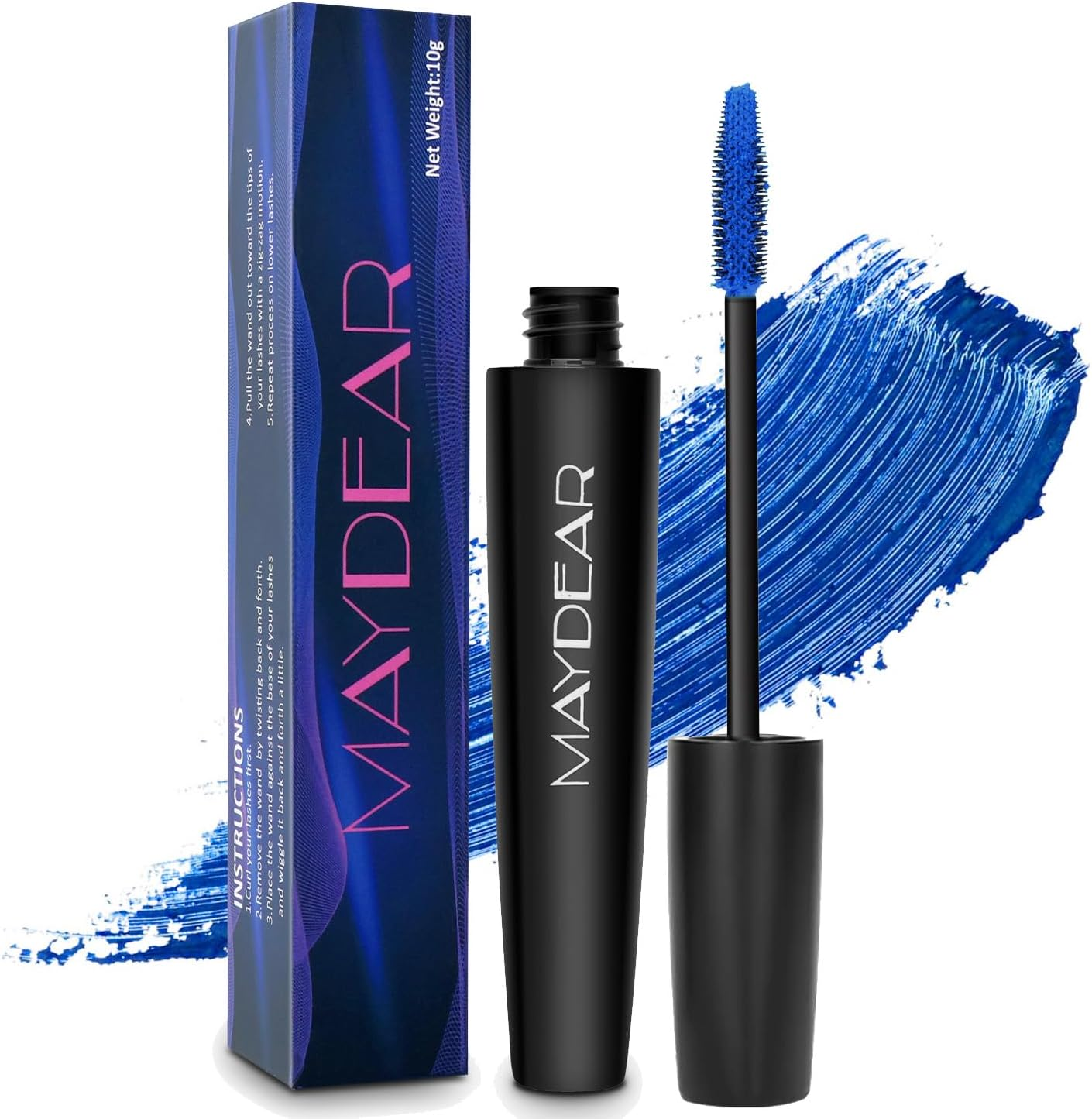 Maydear Dark Green Waterproof Mascara for Eyelashes - Long Lasting Smudgeproof Color for Women'S Eye Makeup, Party and Stage Use