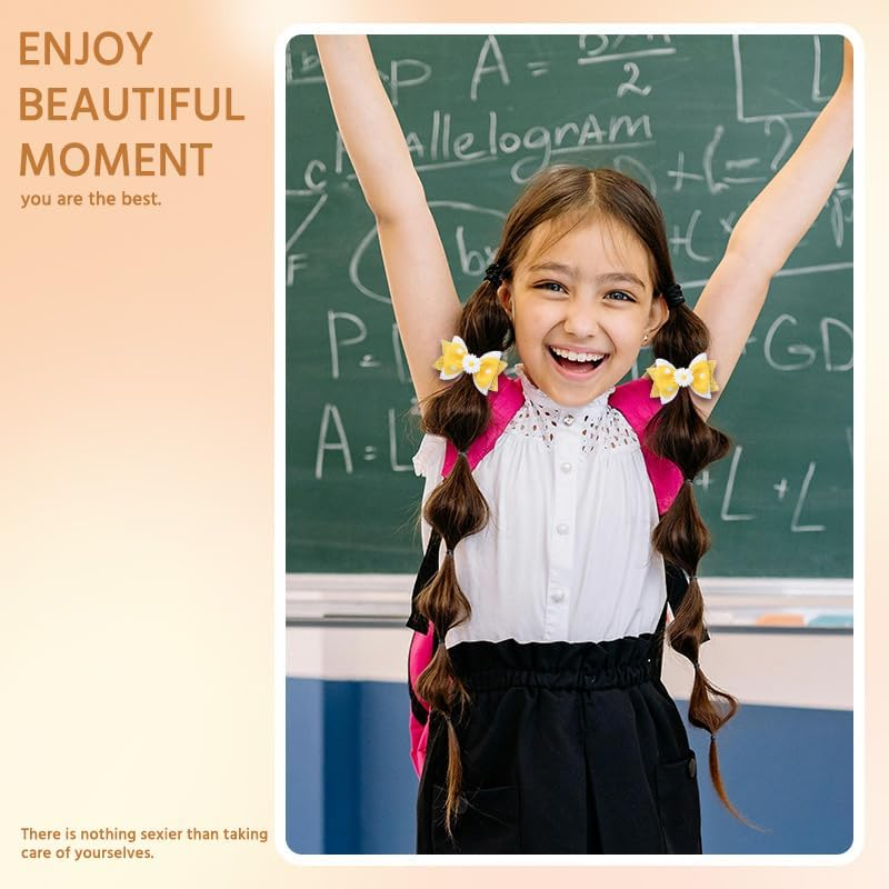 Daisy Bows for Girls Flower Hair Bow Clip Yellow Hair Accessories for Flower Girl Sweet Hairpin Daisy Lover Barrettes for Teens Alligator Clips - Daisy image number 4