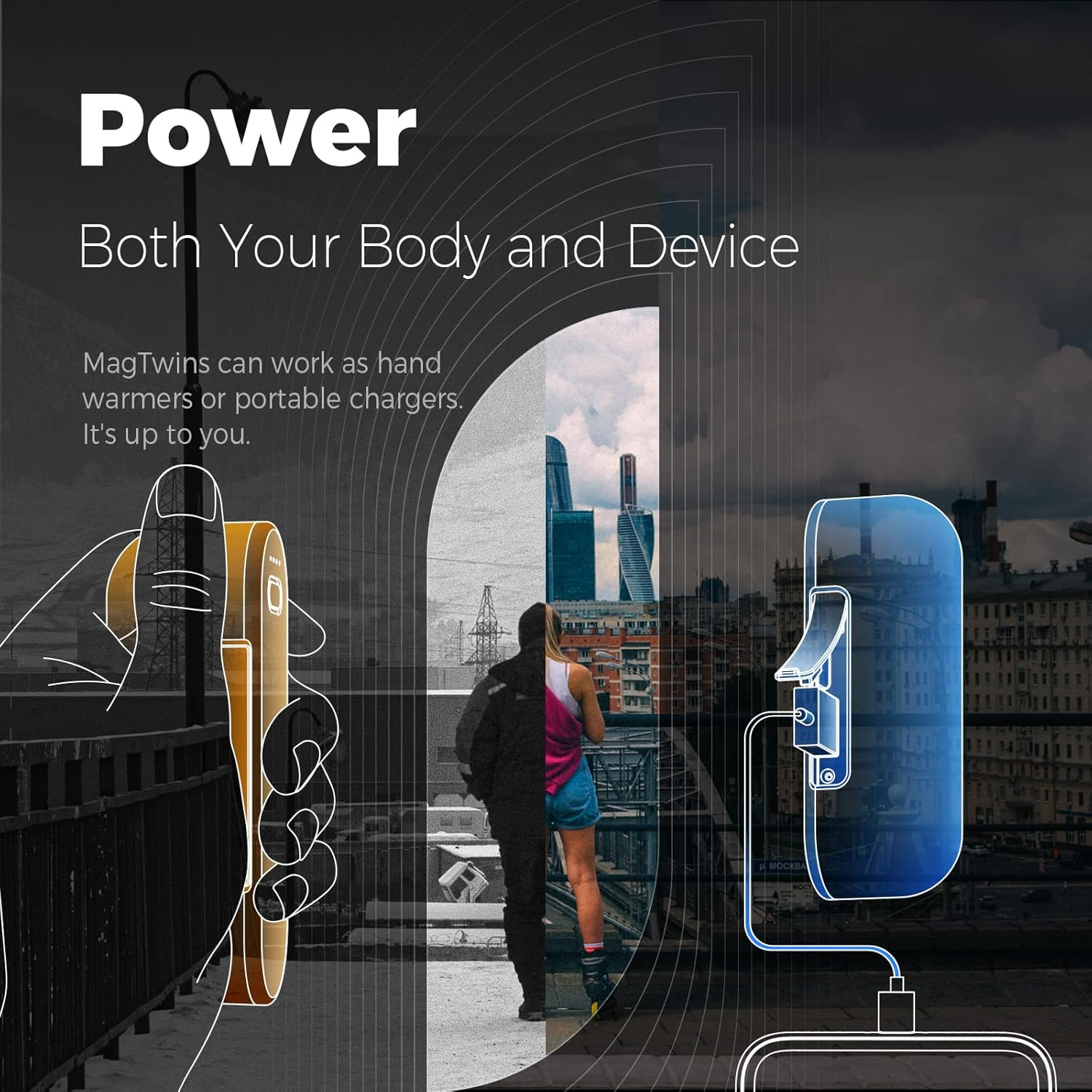 OCOOPA Hand Warmers Rechargeable 2 Pack, Magnetic Electric Handwarmer, 16 Hrs Warmth 4 Levels Heat up to 145℉, USB-C Portable Charger 10000Mah, Raynauds, Golf, Tech Gifts for Men, Union Ut2S(Magtwins) image number 1