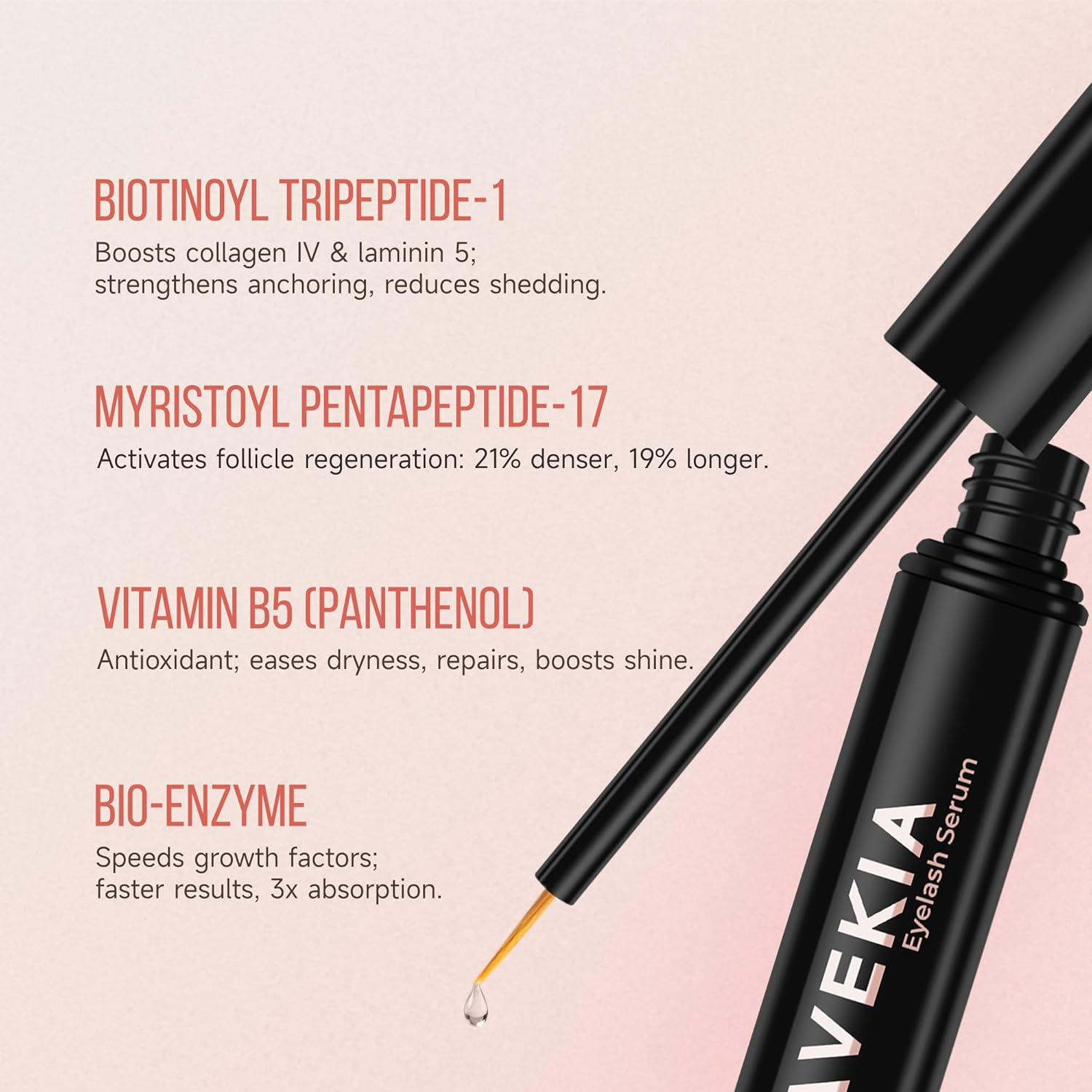 Navekia Lash Serum 2025 Pro - 2 Key Peptides + New Bio-Enzyme Tech | Science-Proven: Boost Lash Length & Density | Gentle for Sensitive Eyes, Vegan, Cruelty-Free image number 1