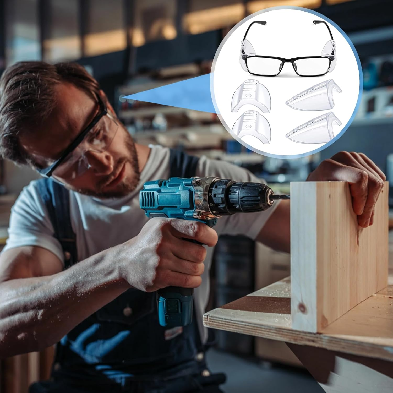 BNXF 2 Pairs Side Shields,Shields Slip on Clear Side Shields,Glasses Side Safety Protection,Safety Glasses Side Shields,Universal Side Shield Safety Glasses for Small to Medium Eyeglasses(Clear) image number 4