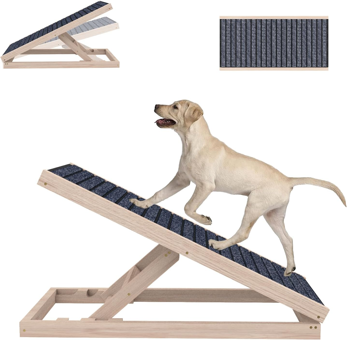 Oppsbuy 70Cm Foldable Dog Ramp, Non-Slip Pet Ramp for Bed, Couch or Car, Wooden Folding Safety Pet Ramp, Suitable for Small & Large Old Dogs & Cats image number 6