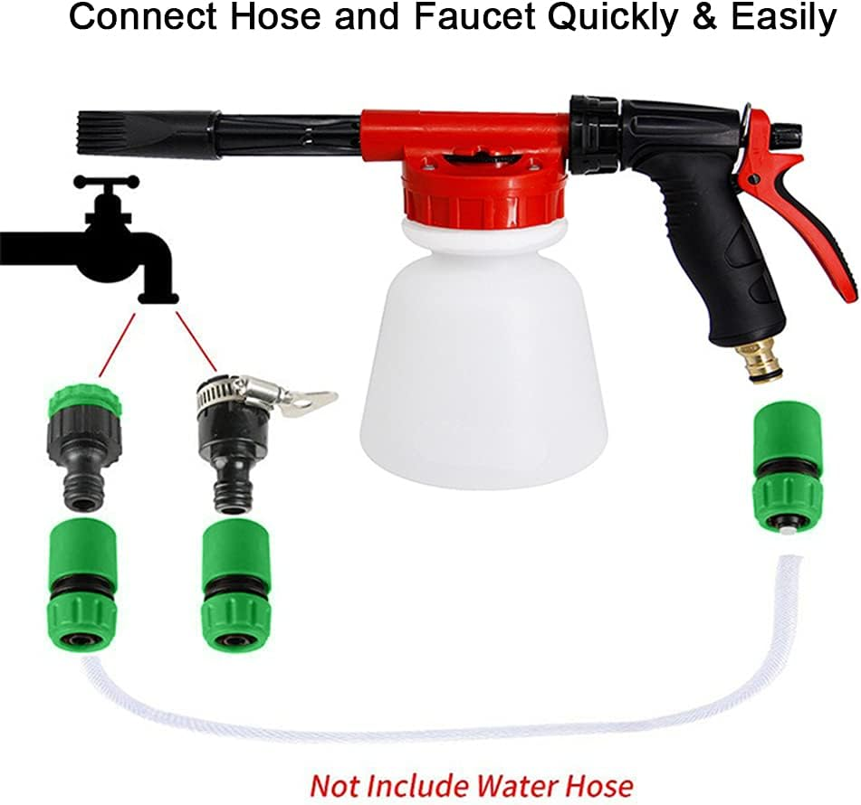 Car Wash Foam Gun,Car Wash Foam Gun Garden Hose Sprayer Foam Sprayer with Adjustable Ratio Dial Soap Foaming Sprayer Nozzle Kit with 1 Liter Bottle Universal Connectors image number 3