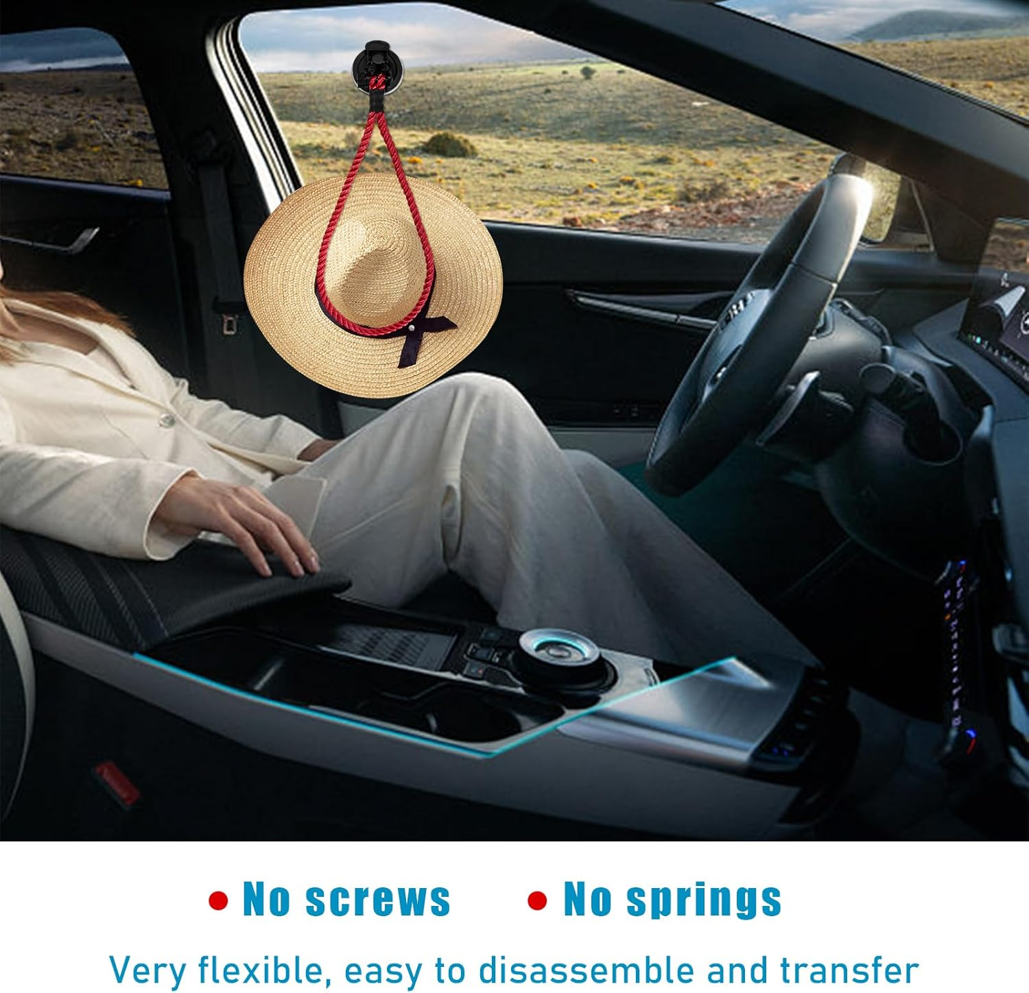 Ziciner Cowboy Hat Mounts for Your Vehicle, Hat Mounts with Suction Cup, Hat Holder Rack to Keeps Your Hat Securely on the Dash, Universal Interior Accessories for Trucks, Suvs, Cars (Red) - Red image number 2