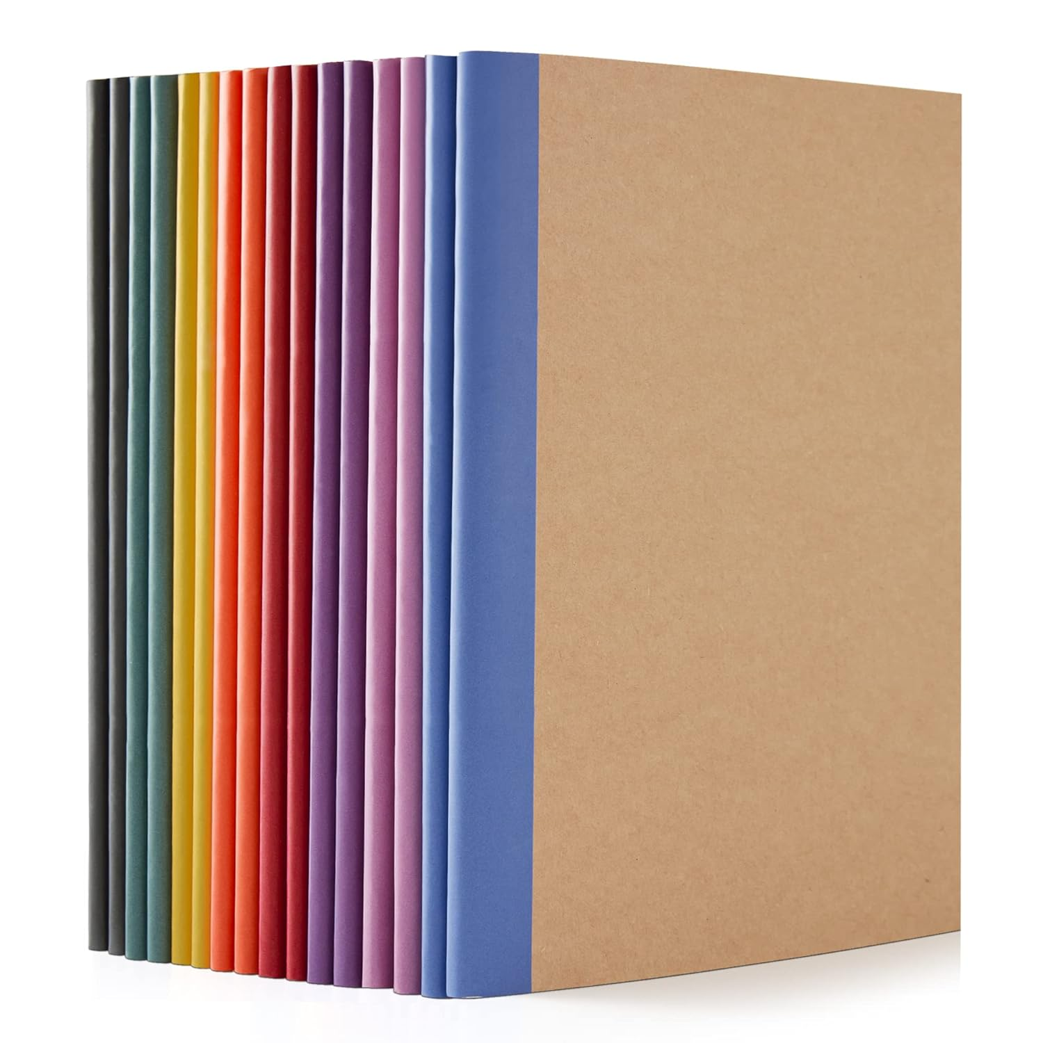 Feela Kraft Notebooks, 16 Pack Kraft Cover Lined Blank College Ruled Travel Journals with Vintage Colours Spines for Women Students Office, 60 Pages, 8.3&rdquo;X 5.5&rdquo;, A5, 8 Vintage Colours image number 6